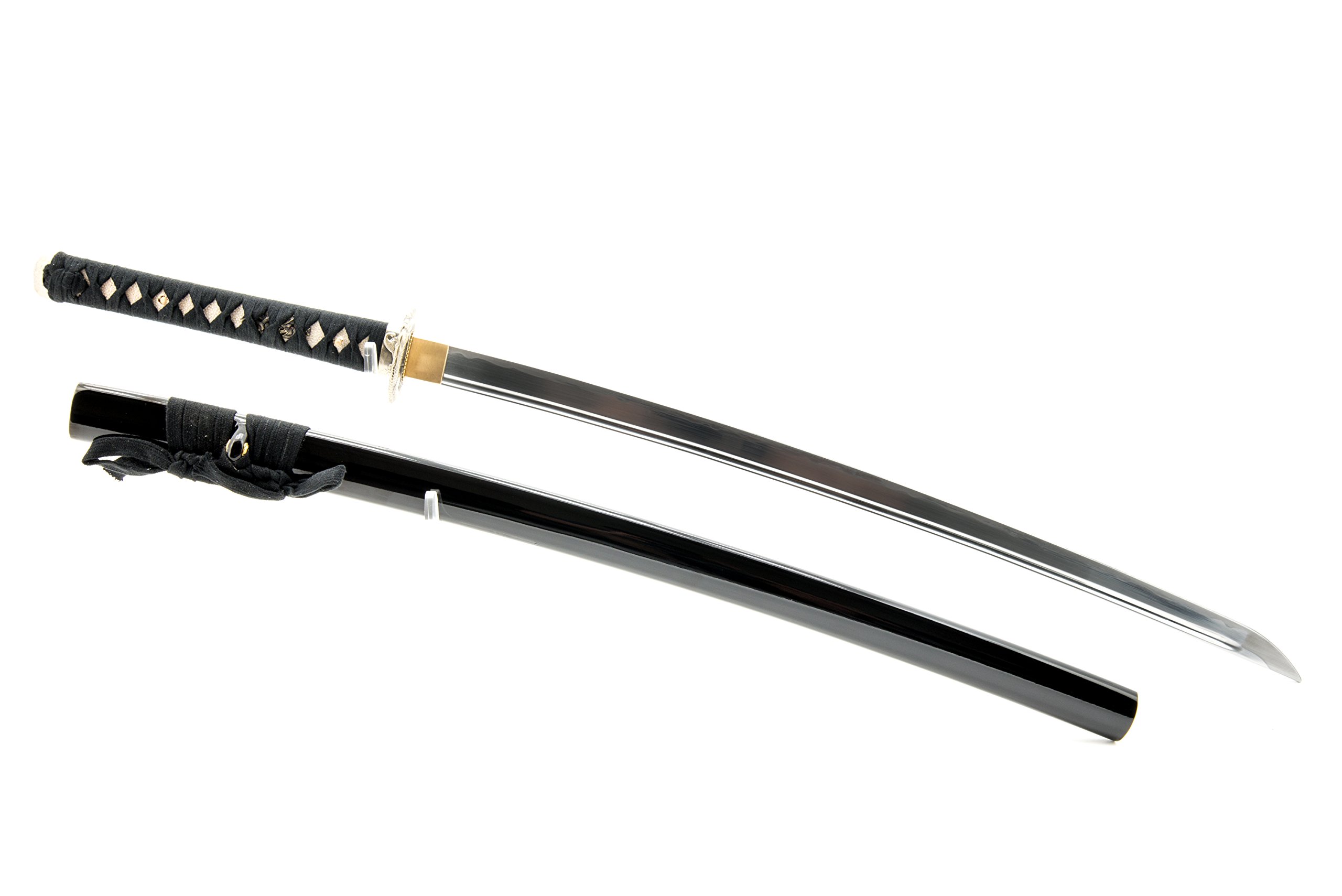 Handmade Sword - Aluminium Alloy Unsharpened Iaido Training Katana Sword, Handmade, Full Tang, Dragon Tsuba, Black Scabbard