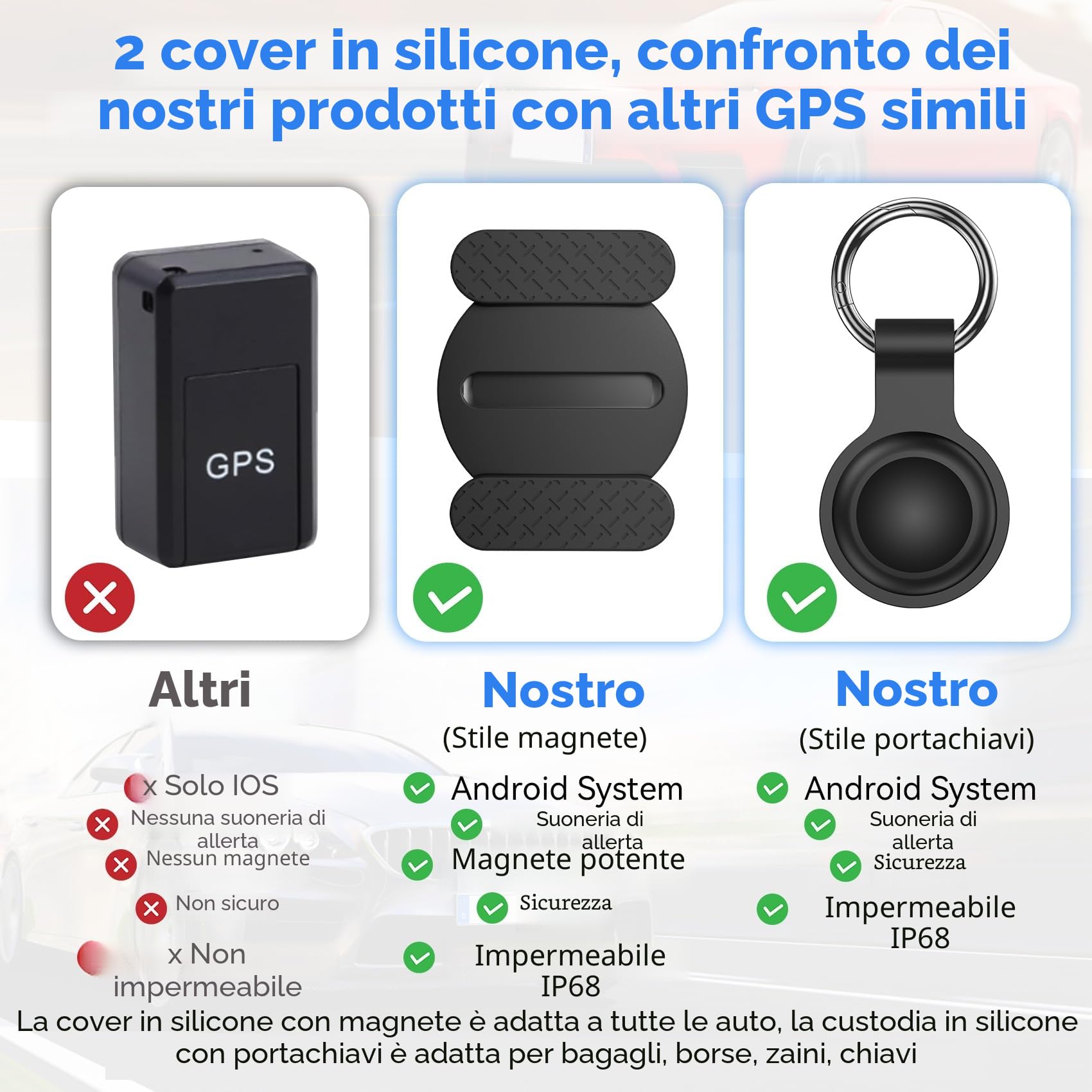 GPS Tracker per Auto, Air Tracker Android, Magnetico, IP68 Impermeabile, Localizzatore con App Copertura Globale, Tracciare Veicolo Moto, Senza SIM
