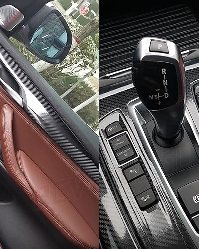 Miniatura 3 de Compatible con BMW Serie 5 520Li 528Li F10 F18 (2011-2017) Adhesivos negros de fibra de carbono para interior de automóvil, personalizadas con