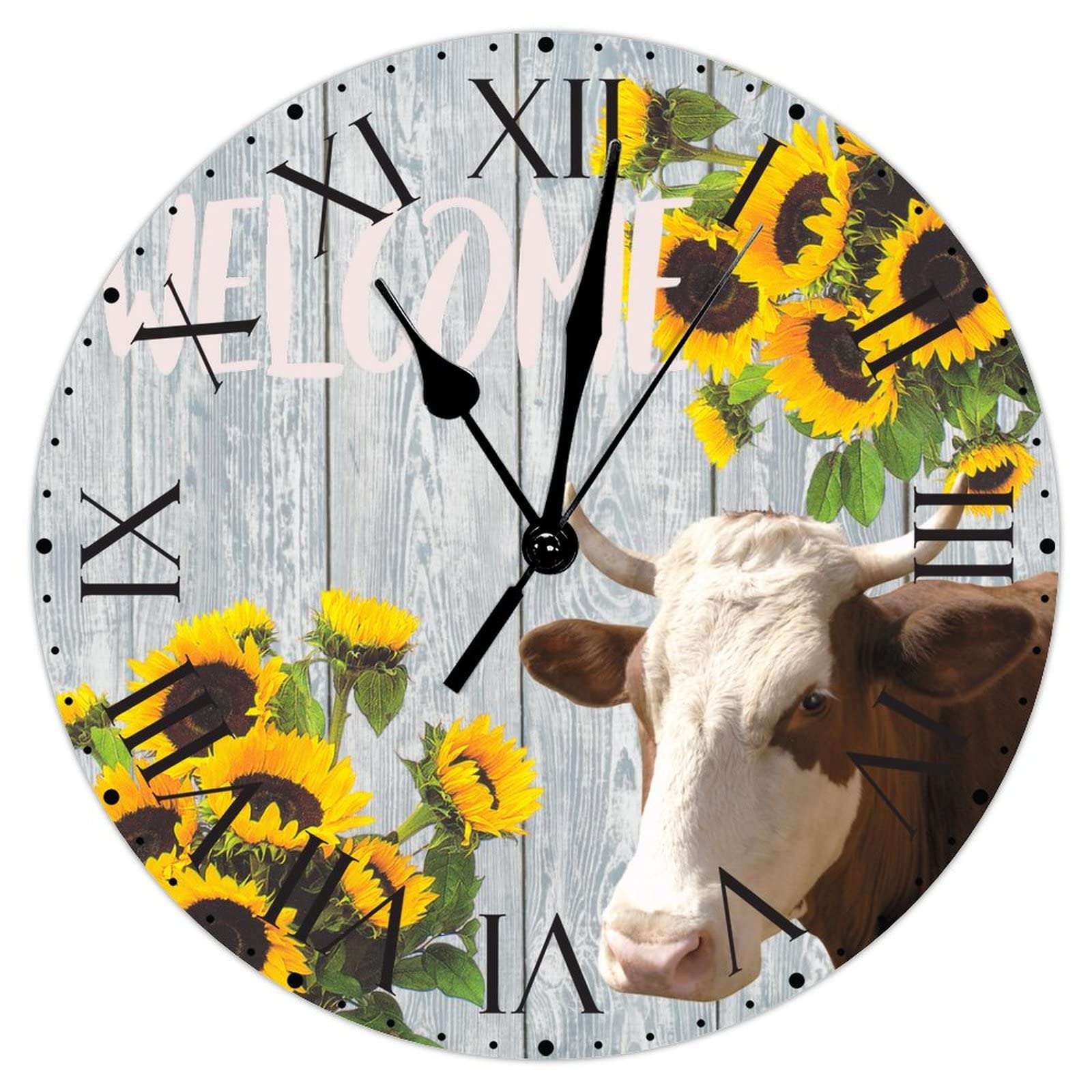 Horloge murale silencieuse sans tic-tac à grands chiffres romains en PVC