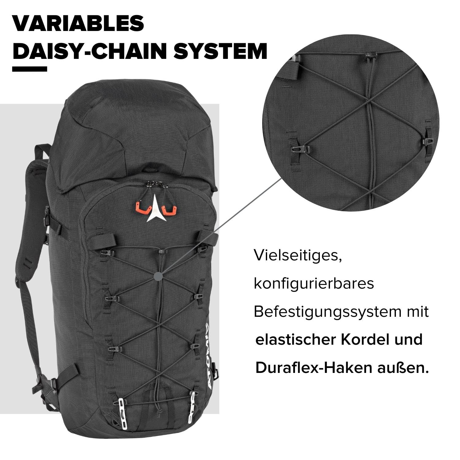 ATOMIC Backland FR 24+ Black - leichter Skitouren-Rucksack mit flexiblem Stauraum & Rolltop - alpiner Wanderrucksack mit mehr als 24L - robuster & vielseitiger Ski-Rucksack mit Hüftgurt