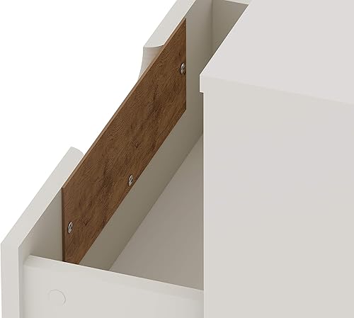 Miniatura 7 de Manhattan Comfort Rockefeller - Mesita de noche moderna de mediados de siglo con 1 cajón 2008 pulgadas blanco rotonaturaleza