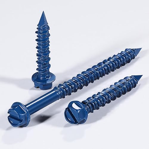 Miniatura 3 de Wensilon (30 piezas) Tornillos de anclaje hexagonales ranurados para hormigón de 316" * 1-14", cabeza hexagonal azul para anclaje en mampostería,