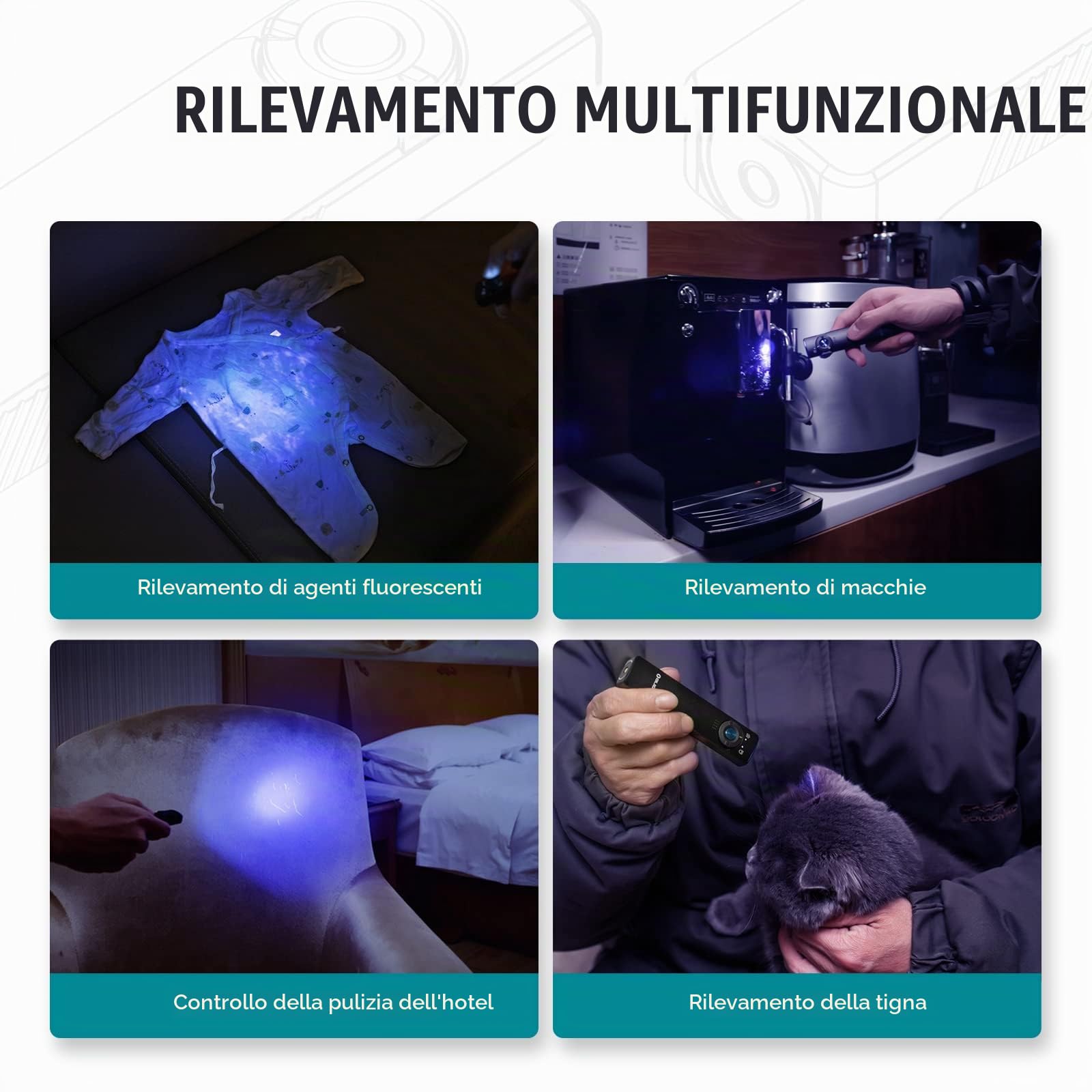 OLIGHT Arkfeld UV Lampada EDC Ricaricabile a Luce Bianca e Lampada Combinata Funzionale LED IPX7 e Test di Caduta da 1 m per Lavori all'aperto e Situazioni di Emergenza (Nero CW)
