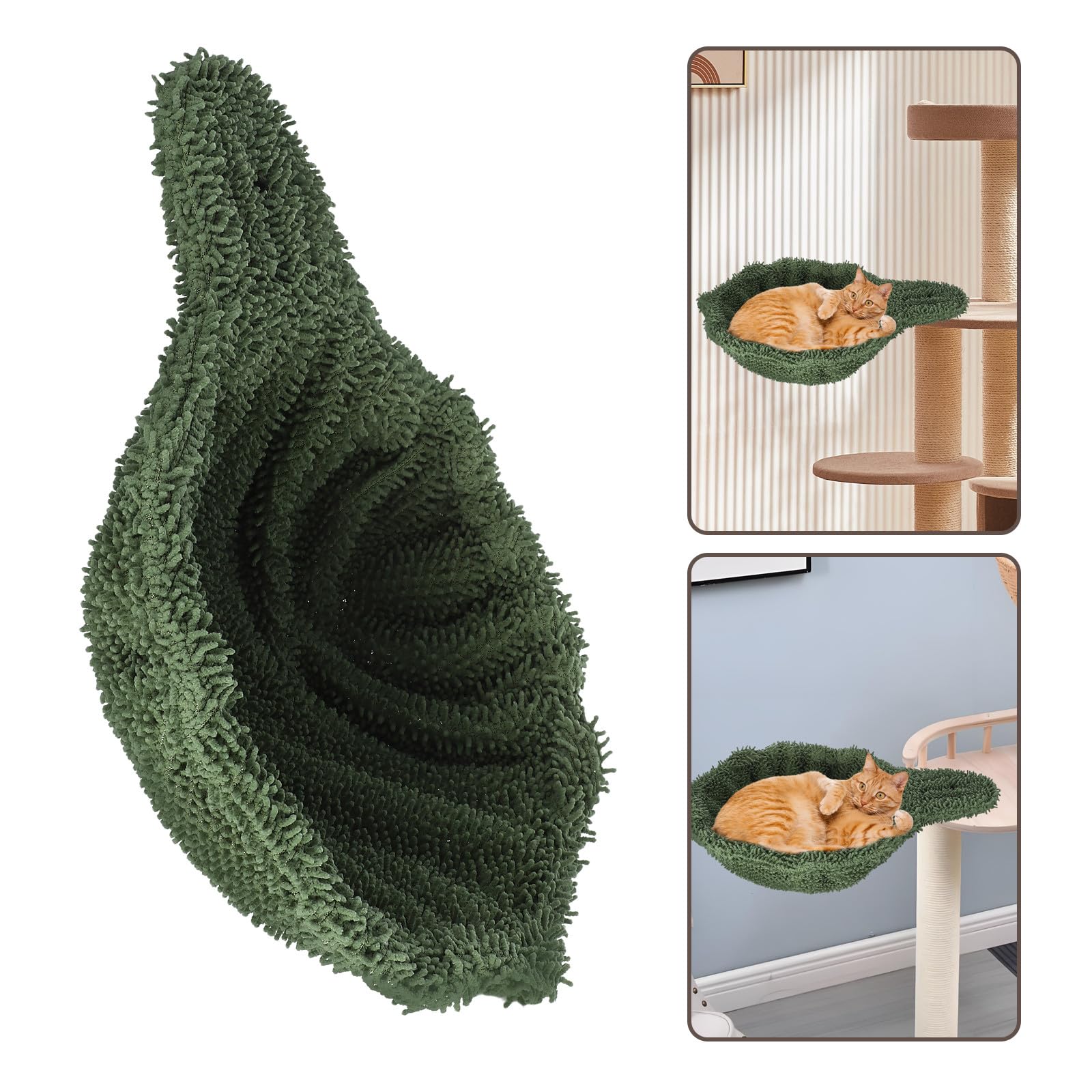 ULTECHNOVO Amaca Sospesa per Gatti in Flanella Verde Struttura in Acciaio, Nido Confortevole Multifunzionale per Albero per Gatti da Interno, Accessorio Elegante e Resistente