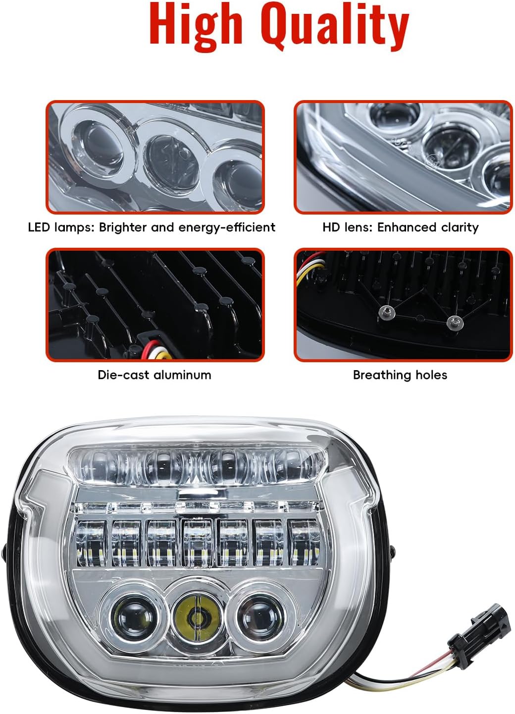 LED Headlights for Street Glide 2024, Chrome LED Head Light Headlamp Front Lamp with High/Low Beam and White DRL Lights for Harley Street Glide 2024 2025 CVO 2023-2025 Accessories