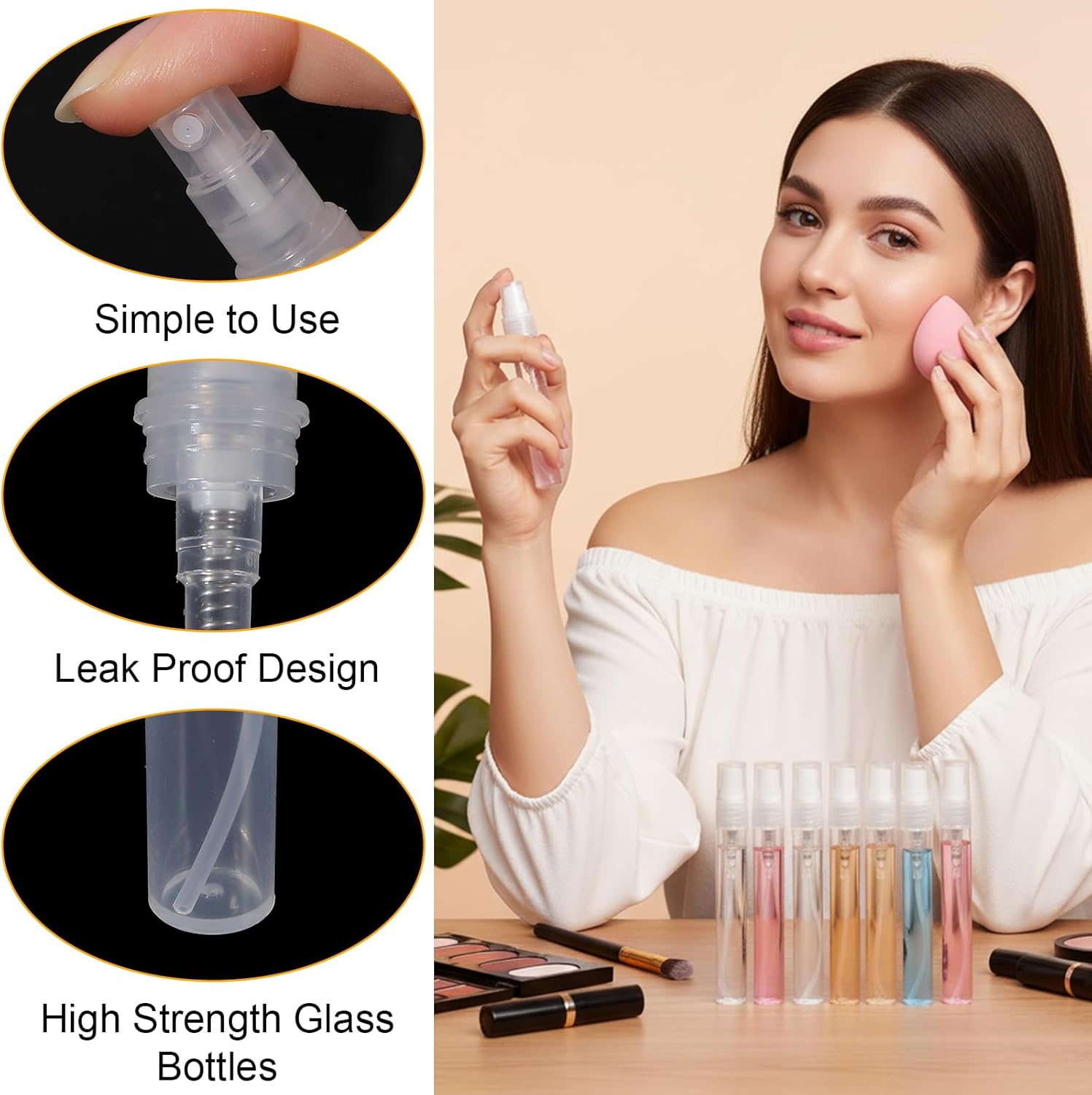 200 Pcs 5ml Mini Spray Bottles, Clear Refillable Perfume Atomizer, Portable Travel Spray Bottles Dispenser Container for Essential Oils, Cosmetics, Fine Mist