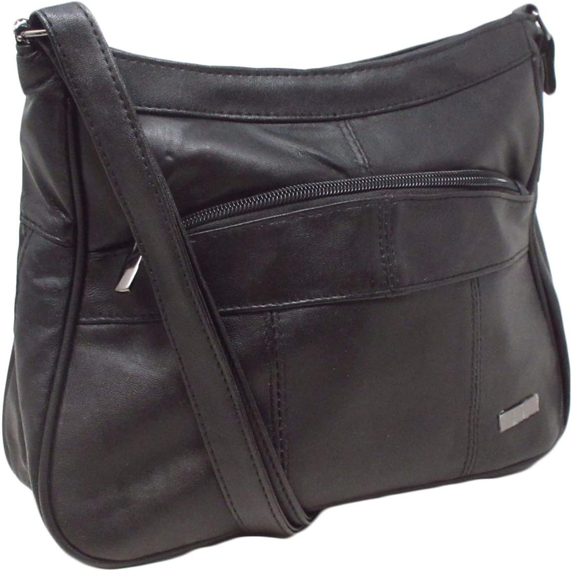 Italian Leather Ladies Handbag Black Soft Leather Shoulder Bag 7691Z