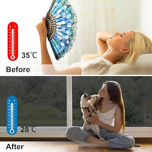 Miniatura 8 de Película de privacidad unidireccional para ventana tinte de ventana con bloqueo solar para el hogar, película de privacidad diurna para ventana, no