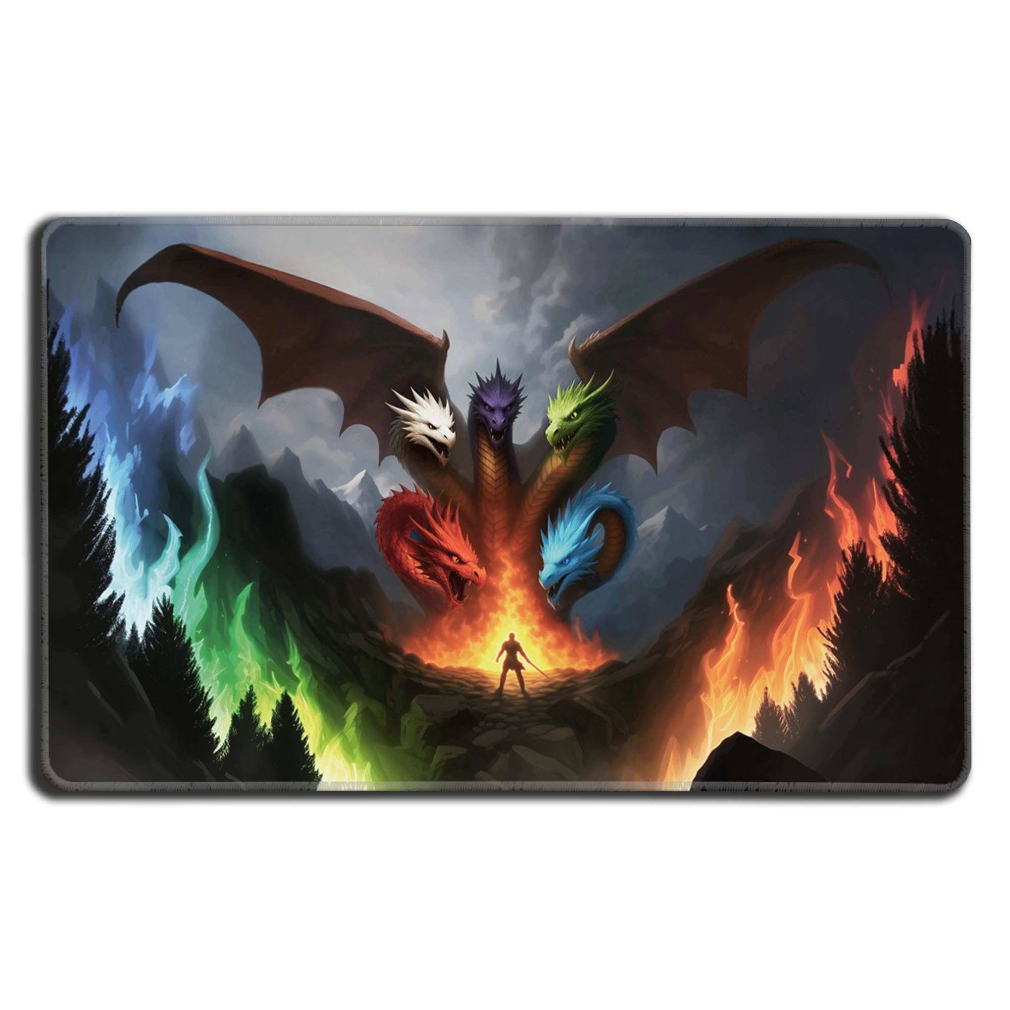 Tapis de Jeu de Cartes - Bordure Cousue de qualité supérieure - Idéal pour Les Decks Commander de Magic: The Gathering (Dragon à 5 têtes)