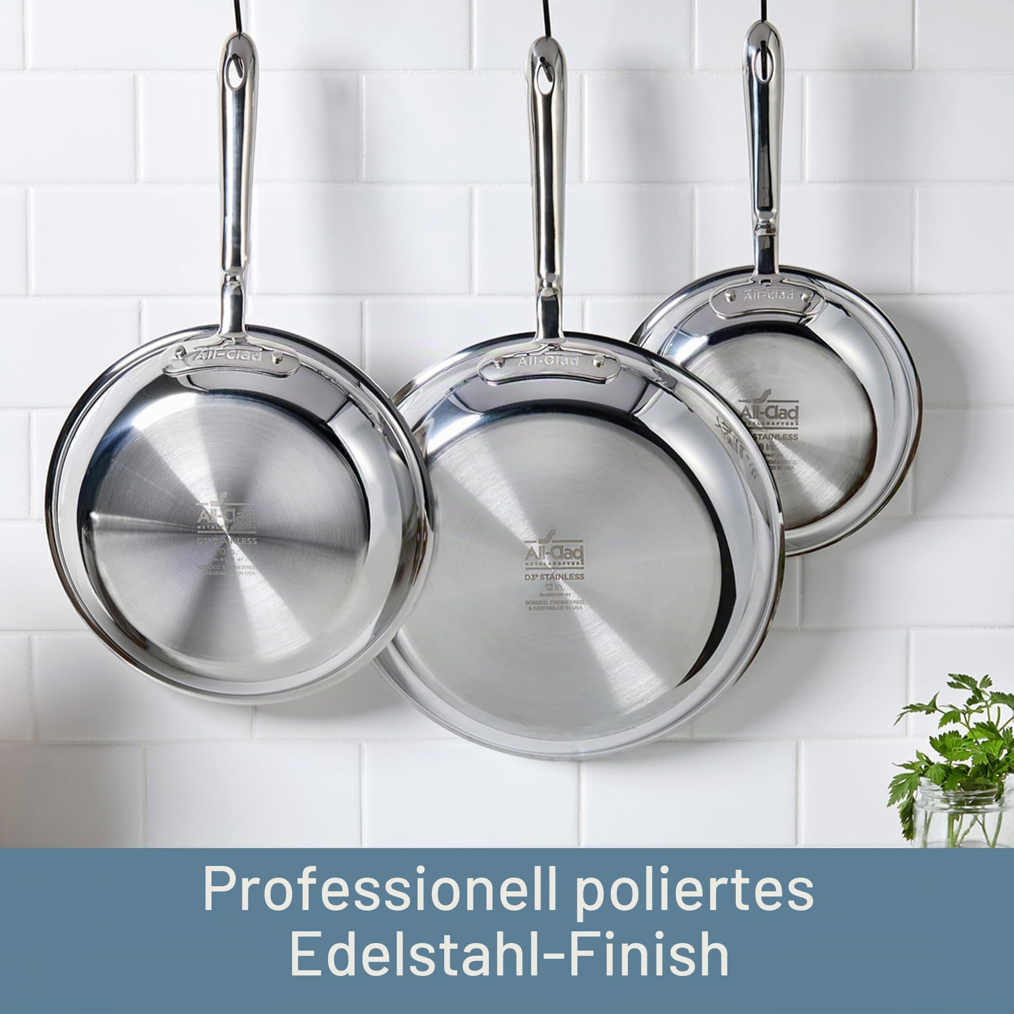 All-Clad D3 3-lagiges Edelstahl-Kochgeschirr-Set, 10-teilig, Induktion, ofenfest, 600 F, Küchen-Kochset mit Bratpfannen, Töpfen, Sautépfanne, Suppentopf und Suppentopf, Töpfe und Pfannen, Silber