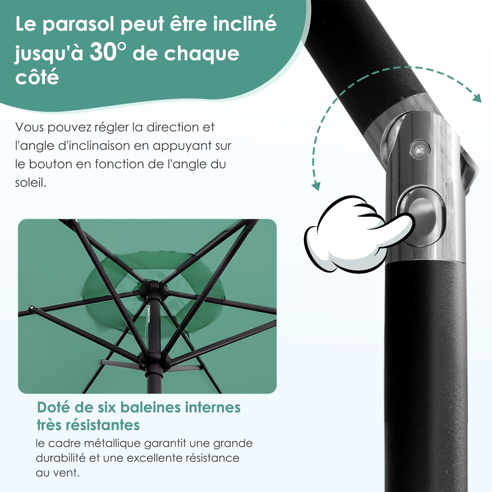 DEWEL Parasol de Jardin Extérieur, 200cm, Vert
