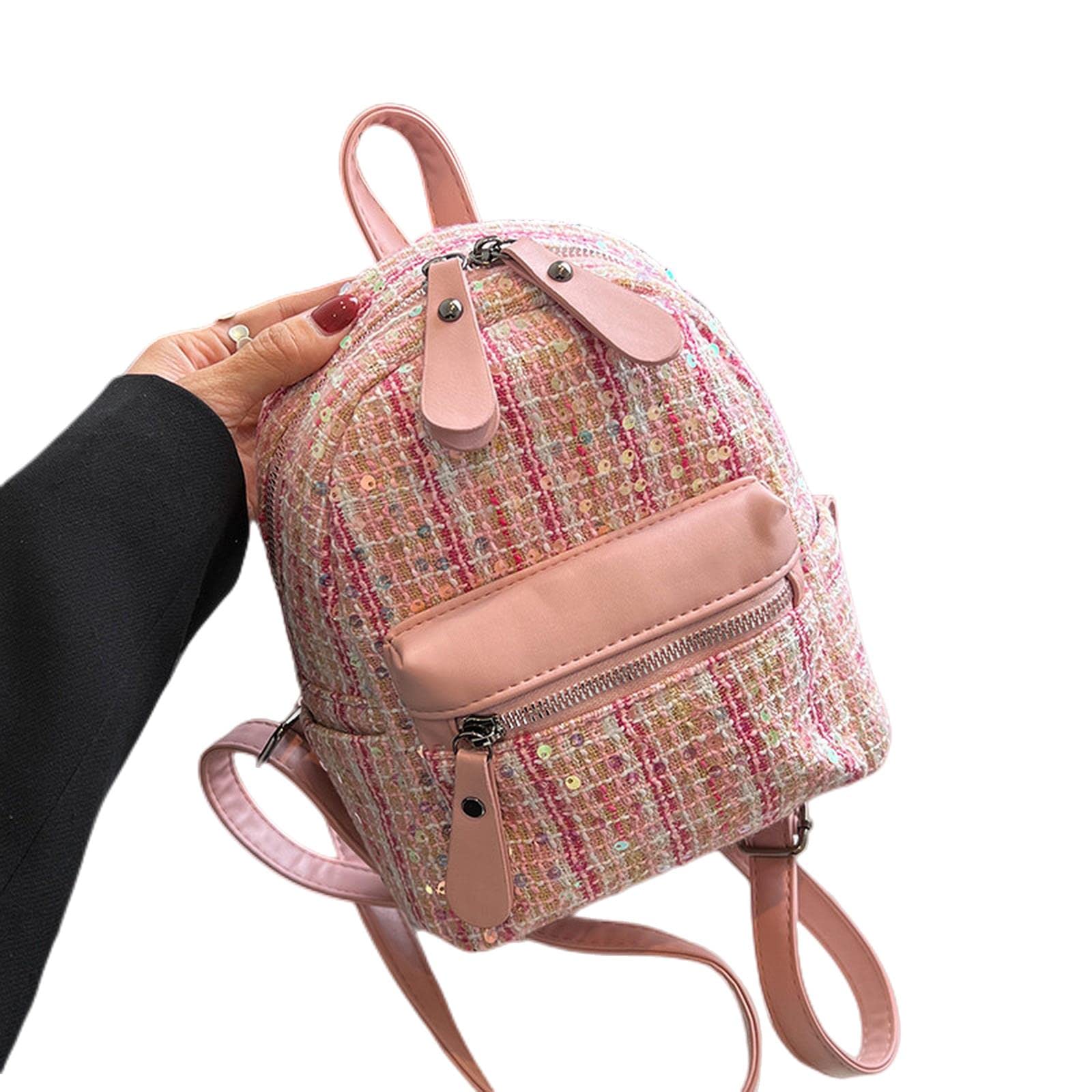 MOGSA Mochila escolar para mujer, con lentejuelas pequeñas, bolsa de hombro para mujer, mini bolsa de viaje para mujer