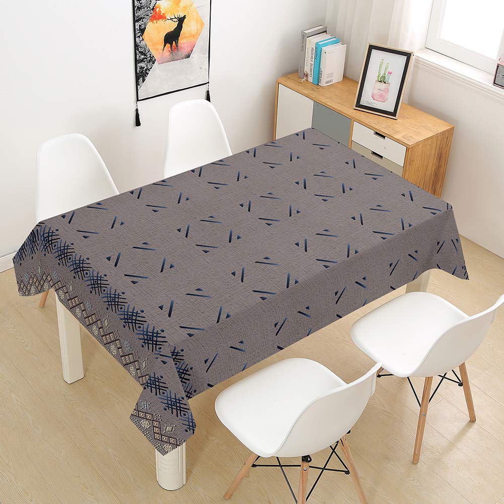 Dotbuy-Shop Khaki Grey Dotbuy Tablecloth Waterproof, Rectangular Table Cloths Easy Wipe Clean Oil-Proof Stain-Resistant Dust-Proof Polyester 3D Printed Table Cover (,140X160cm)