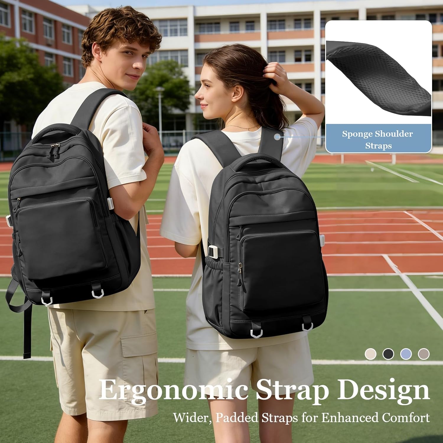 Simple Backpack for School Waterproof Backpack for Women Men Cute Casual Daypacks Lightweight Backpacks High School Bookbag for Teens Girls Boys(Black) - Image 6