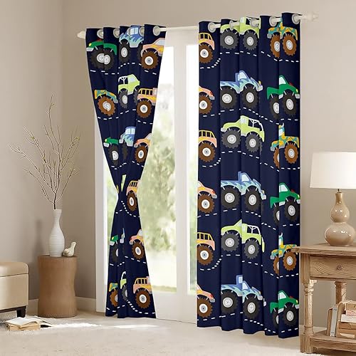 Miniatura 3 de Cortinas 3D de ventana de camión monstruo para dormitorio, sala de estar, niños, niñas, adolescentes, estilo libre, decoración de camión monstruo,
