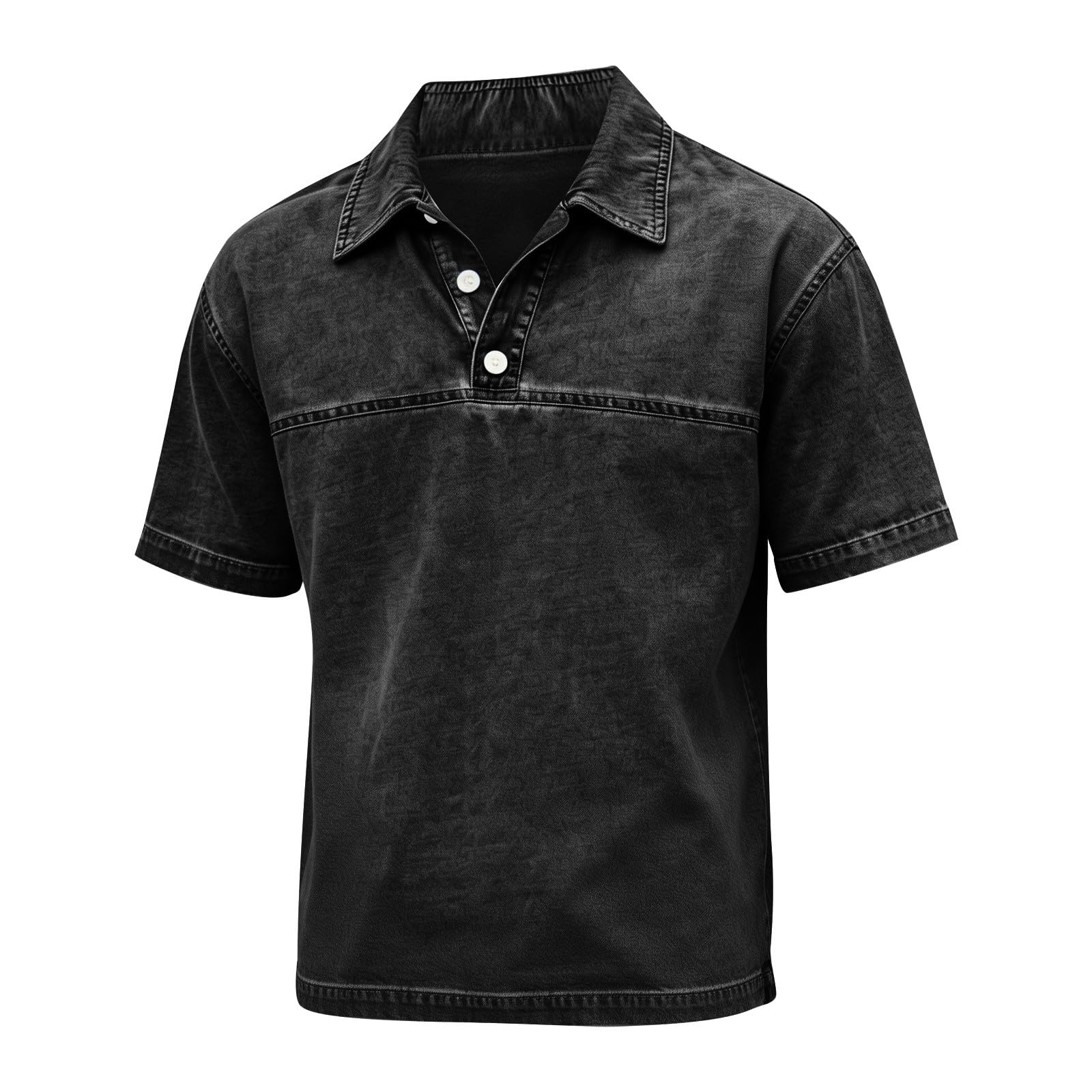 DGZTWLL Camicia da uomo in cotone tinta unita lavato retrò manica corta casual top moda manica lunga opzionale morbido
