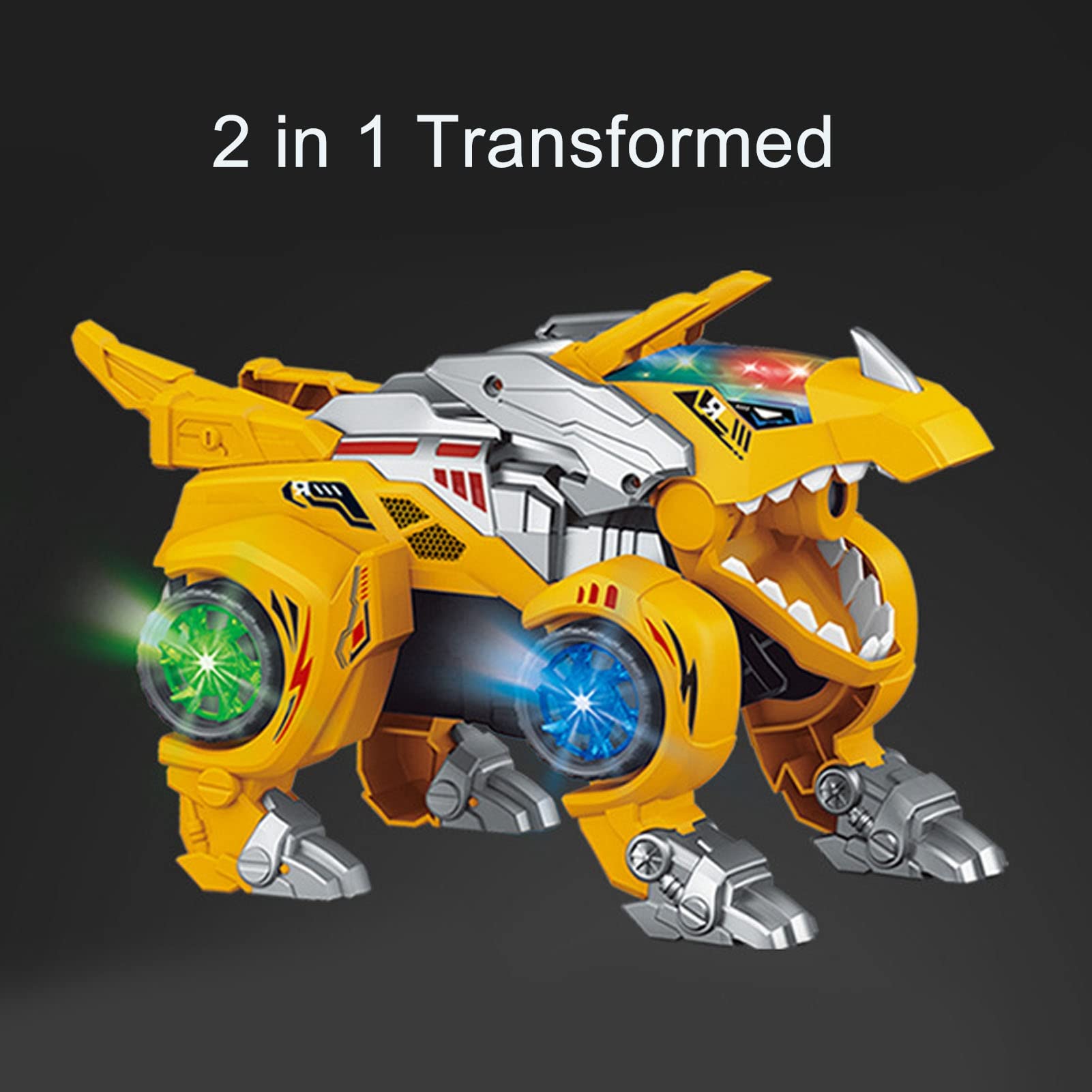 Amazon | 変形恐竜ロボット車、ギフト LED (黄色) | 鉄道雑貨 | おもちゃ