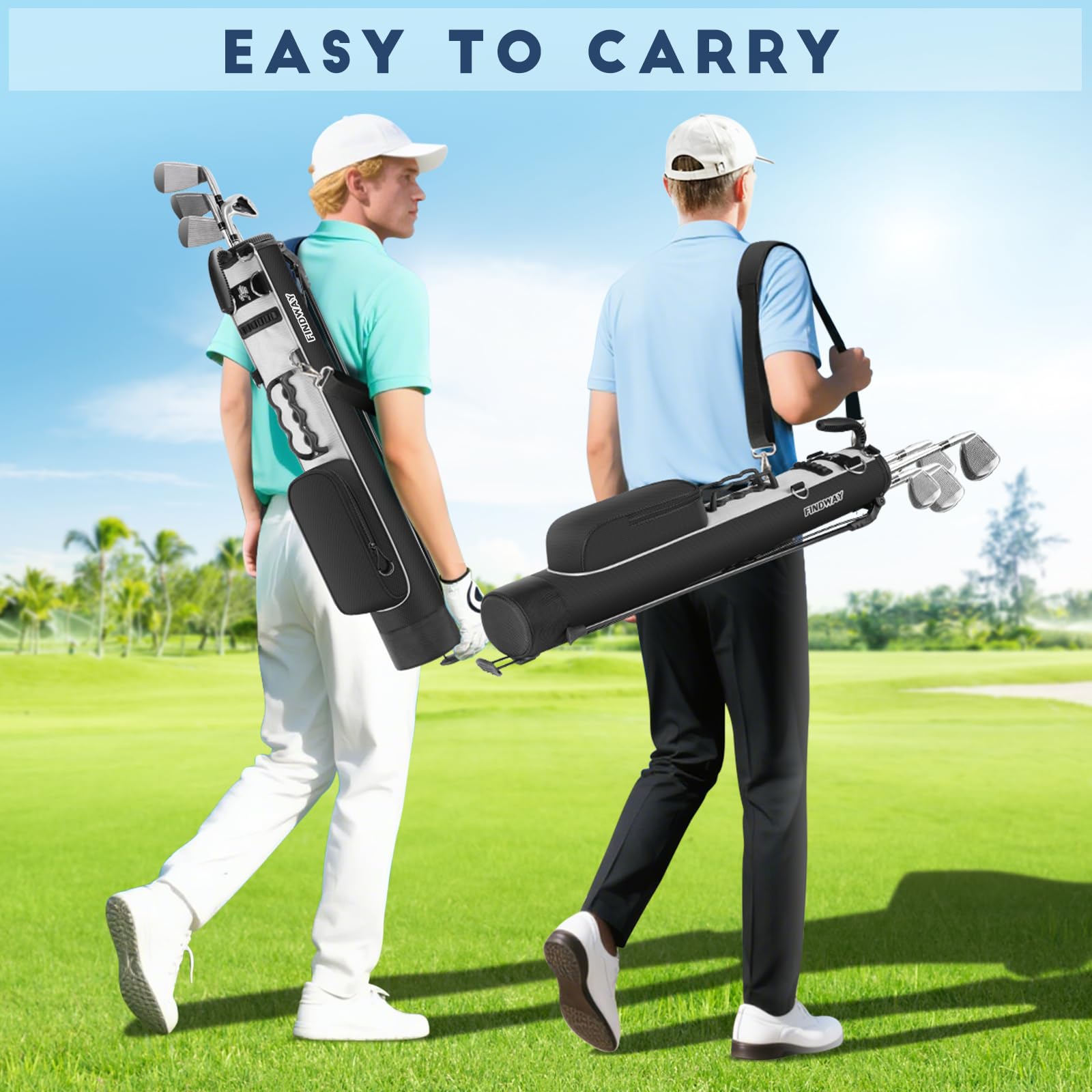 Findway Sac de Golf Léger à Pied avec Sangle, Facile à Porter et Durable pour Le Parcours de Practice, Le par 3 et Les Parcours Exécutifs, 31,5 Pouces de Hauteur