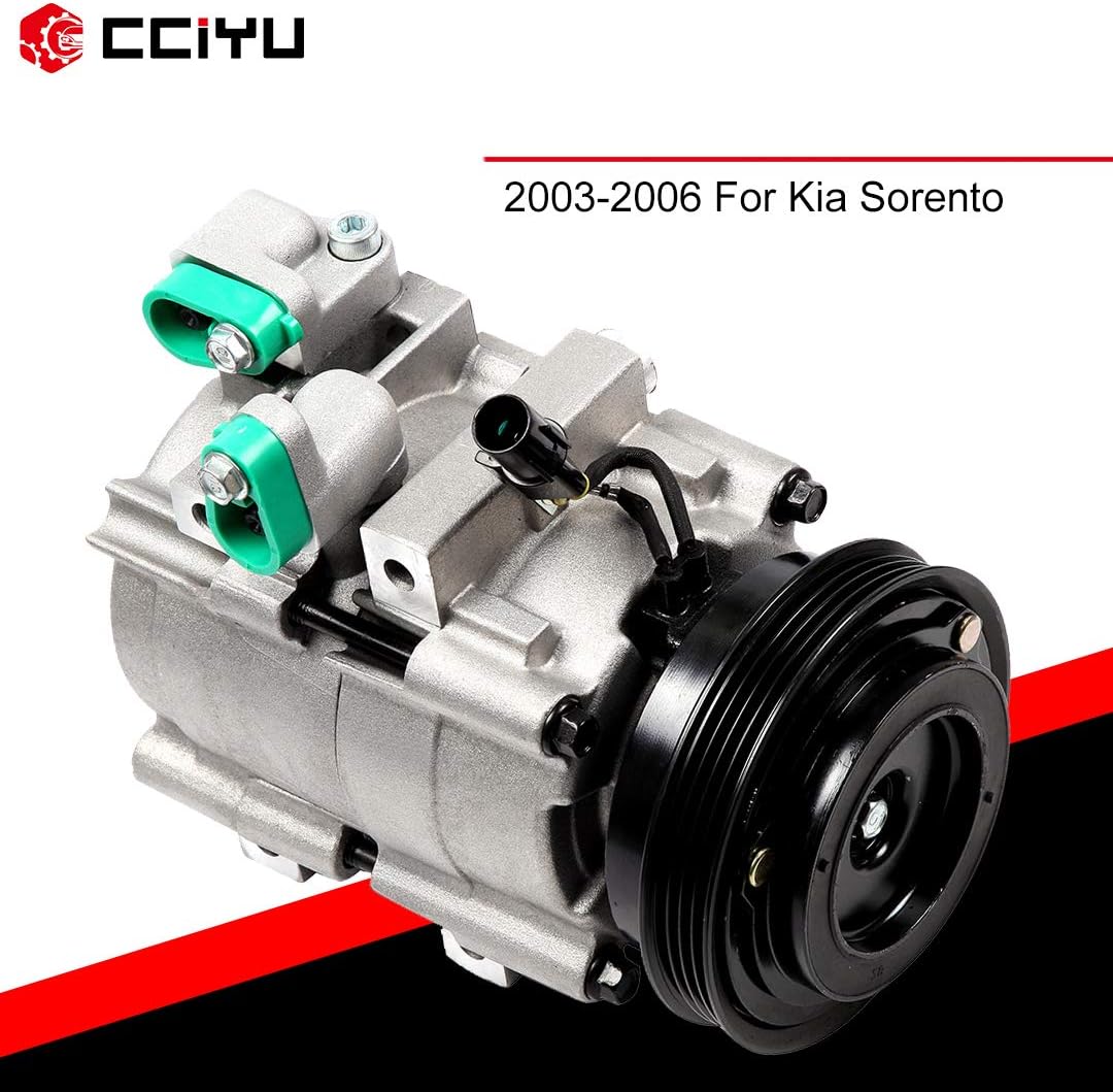 cciyu AC Compressor Pump 2003 2004 2005-2006 for Kia Sorento 3.5L AC Clutch Compressor Air Conditioning Compressor with Clutch for Car 6512206,CS20139,0306977013E200RU,CNS58190