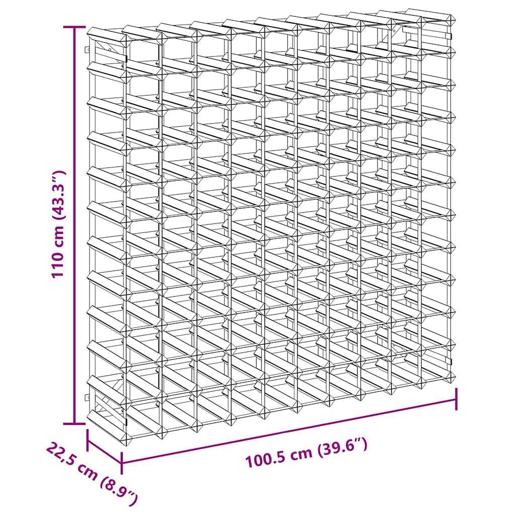 Weinregal für 120 Flaschen aus Kiefernholz 110x22,5x110 cm | Kompakte Lagerung im Weinkeller oder Wohnzimmer: Standregal aus verzinktem Stahl für Vorräte und Präsentation.