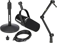 Vista 1 de Shure MV7+ - Micrófono híbrido para podcast con soporte de brazo de brazo ajustable, conectividad USB y XLR para transmisión, grabación y podcasting