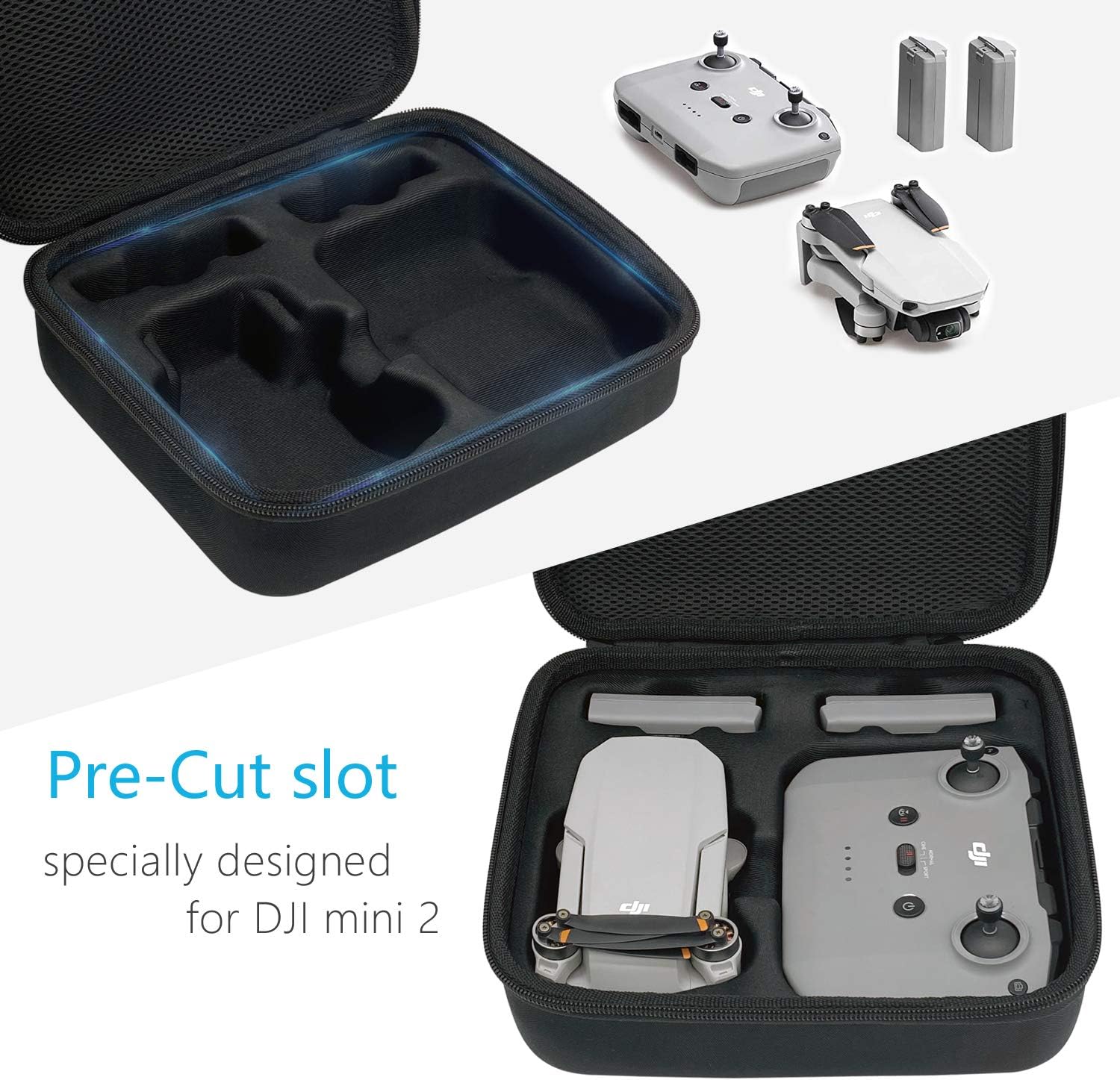 SKYWARDTEL Carrying Case for DJI Mini 2 Newest Mini 2 Drone Case Hard Shell Storage Bag Compatible with DJI Mini 2 Drone and Other Accessories with Propeller Protectors and Control Stick Cove
