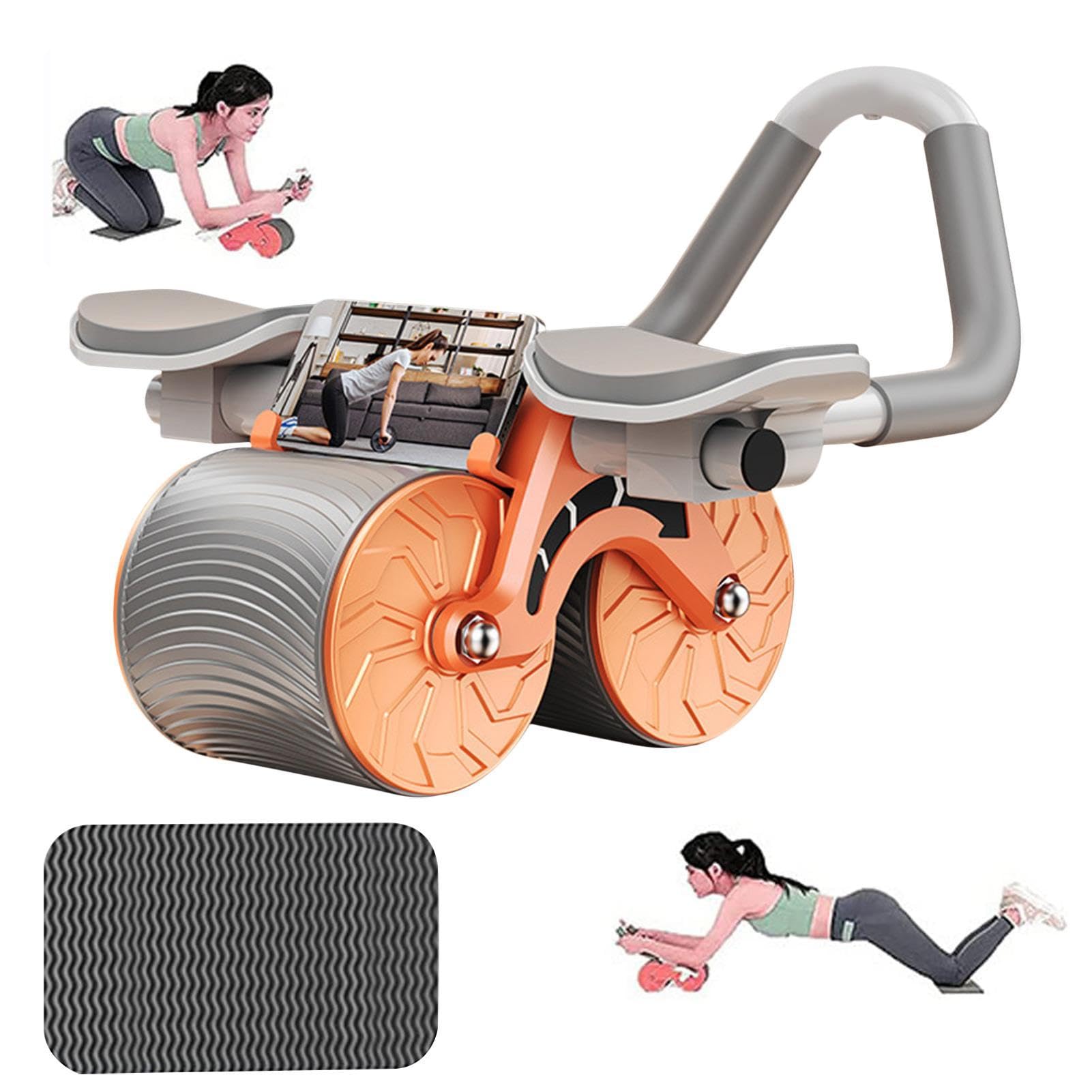 Rullo per addominali a rimbalzo automatico, ruota per esercizi addominali, ruota per allenamento addominale | Ruota per addominali con ginocchiera, attrezzatura fitness automatica per allenamento | ruota per allenamento addominale | Ruota per addominali c