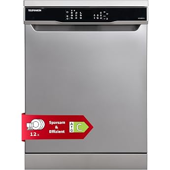 Telefunken Dishwasher Freestanding Dishwasher 60 cm 12 Place Settings 9 Programmes AquaStop - Protection Against Water Damage Auto Door Quiet 44 dB SpeedWash Includes Cutlery Basket [Energy Class C]