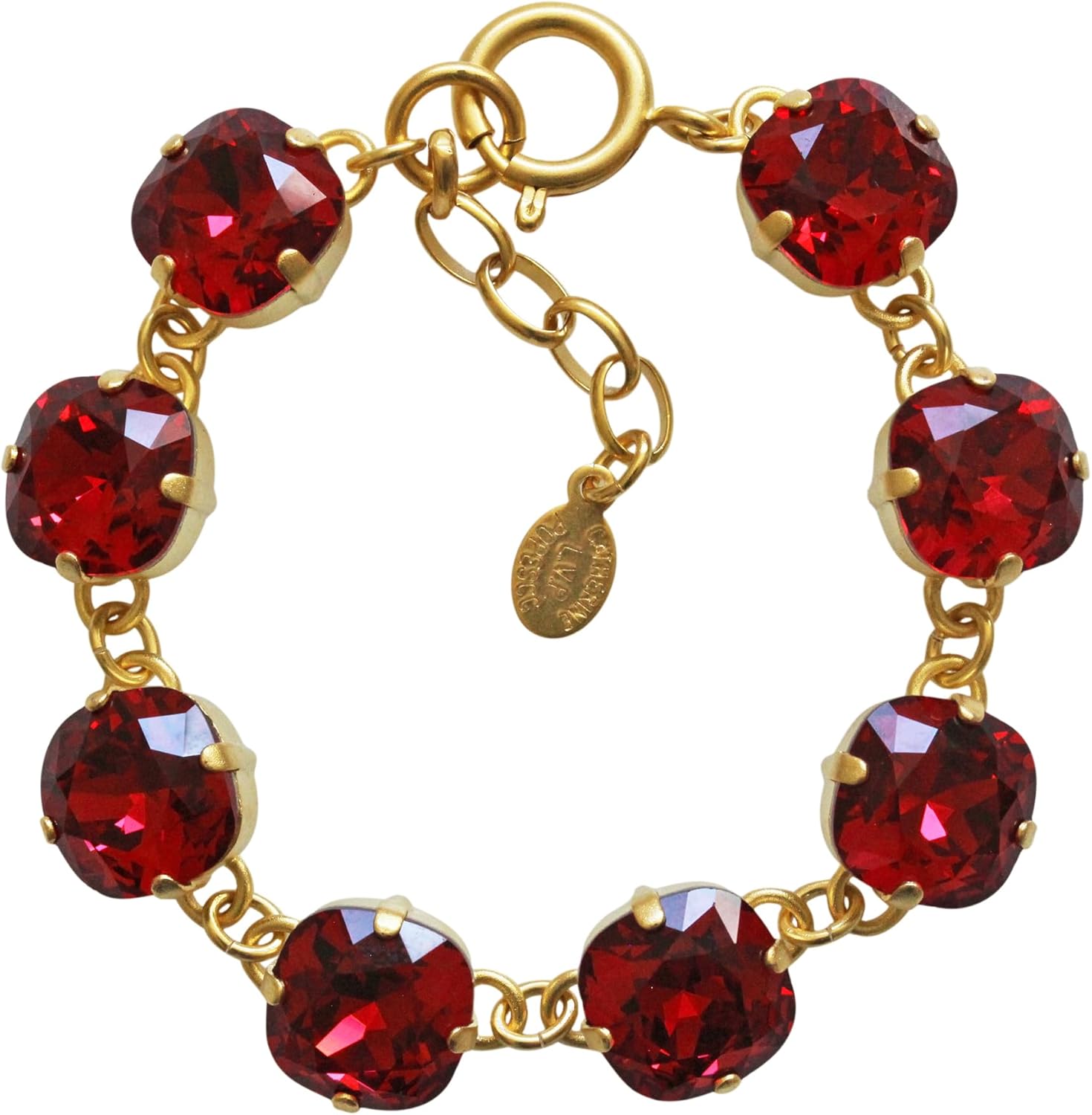 La Vie Parisienne Goldtone Crystal Round Bracelet, Red 1696G