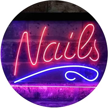 ADVPRO Nails Beauty Salon Dual Color LED Neon Sign Blue & Red 12 x 8 Inches st6s32-i3808-br