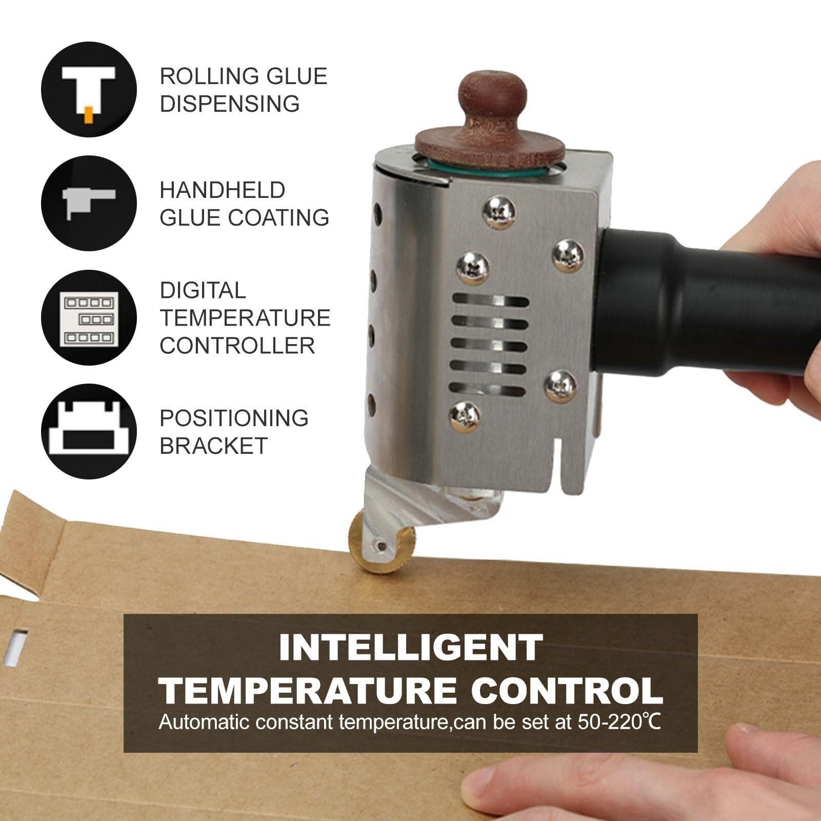 Dispenser a rullo per colla a caldo con controllo digitale della temperatura, design portatile a pressione manuale per applicazioni artigianali e riparazioni