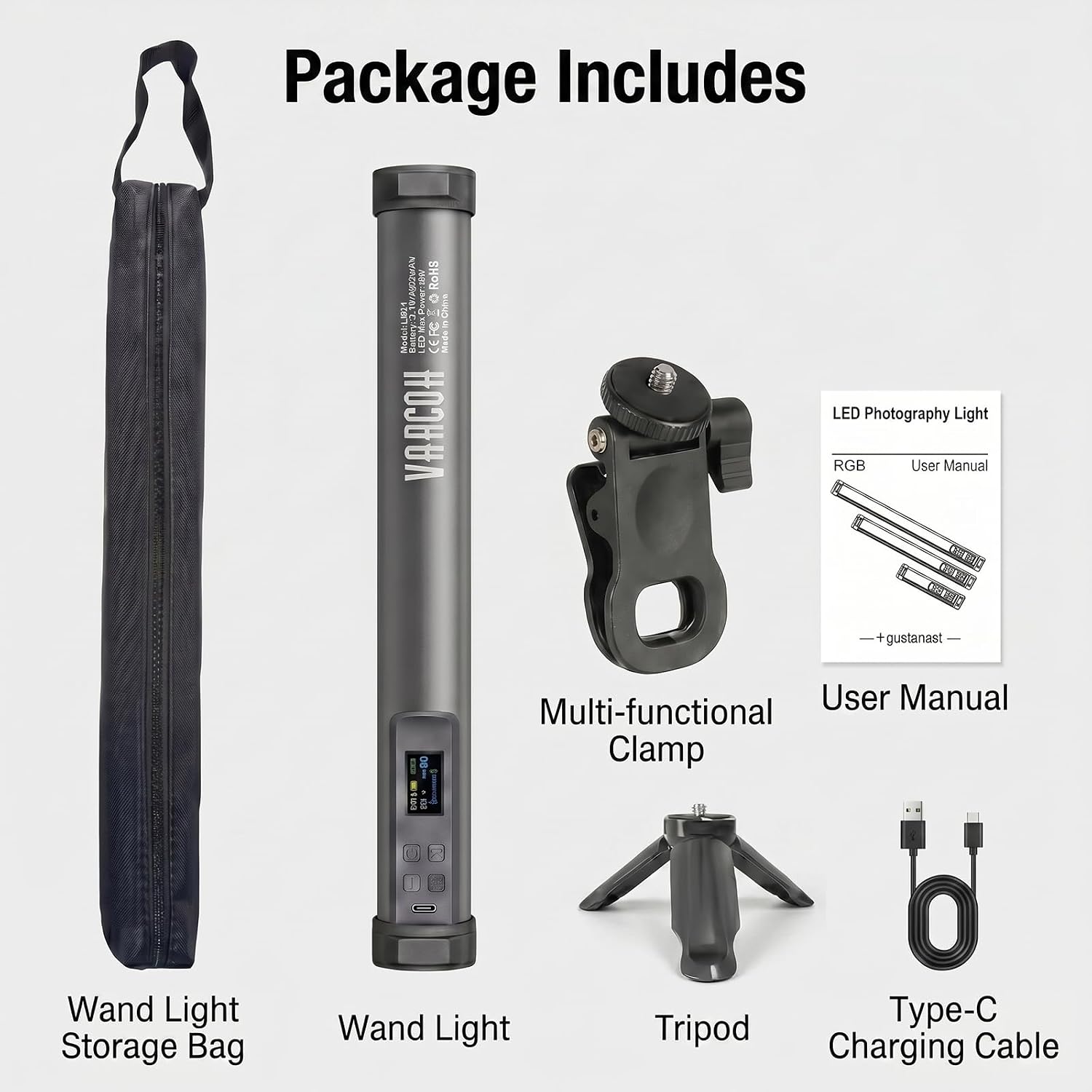 Portable 360° Rotatable Magnetic RGB LED Light Wand, APP Control 0-360° Full Color Adjustable Rechargeable Fill Light, 21 Effects, Bring Clip & Tripod for Phone Camera Live Stream Makeup Shooting
