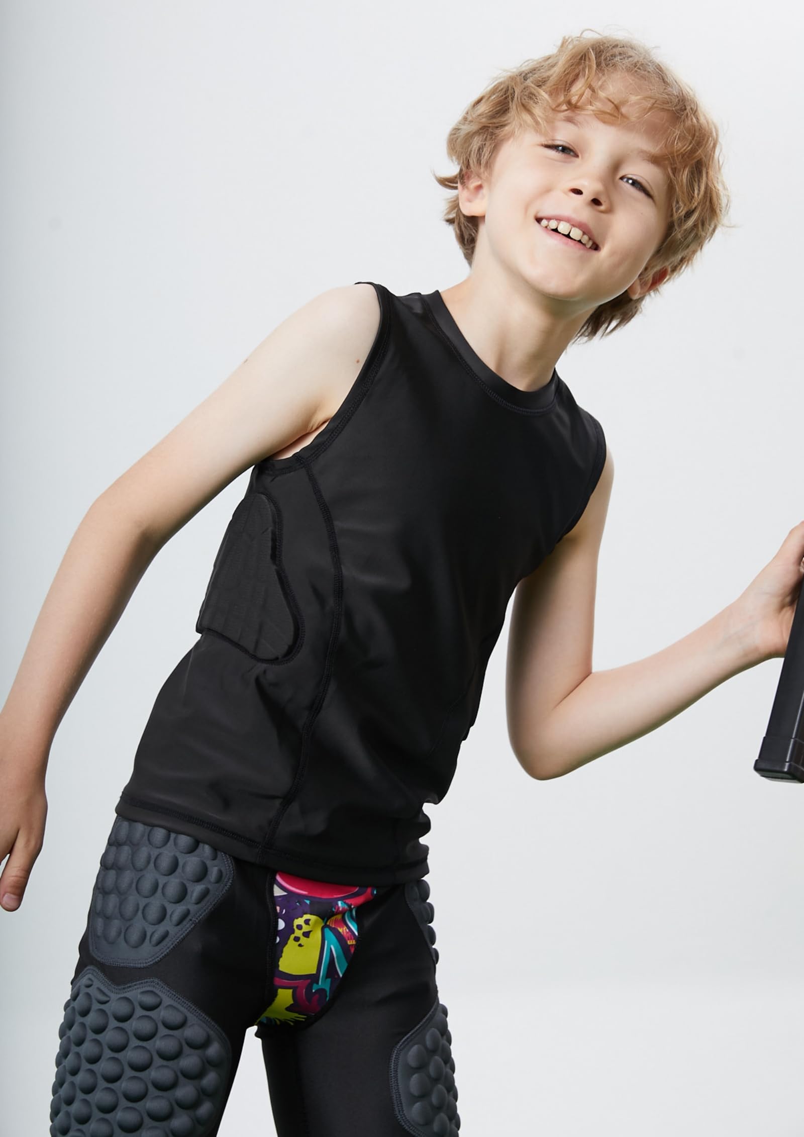 Maillot de football rembourré pour enfant avec protections côtelées