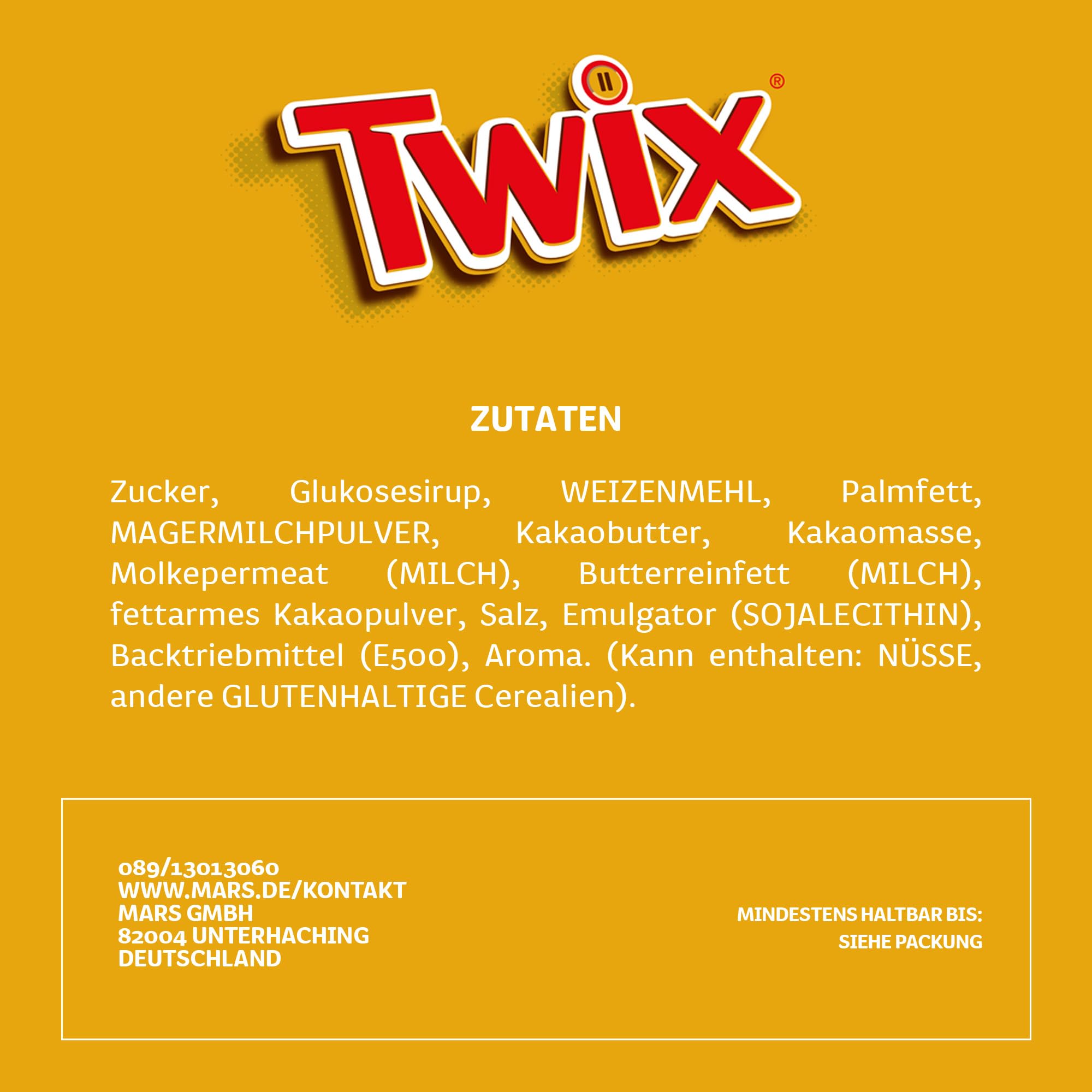 Twix Milchschokoladenriegel mit Keks und Karamell, Schokolade, 32 Snack-Riegel à 50g