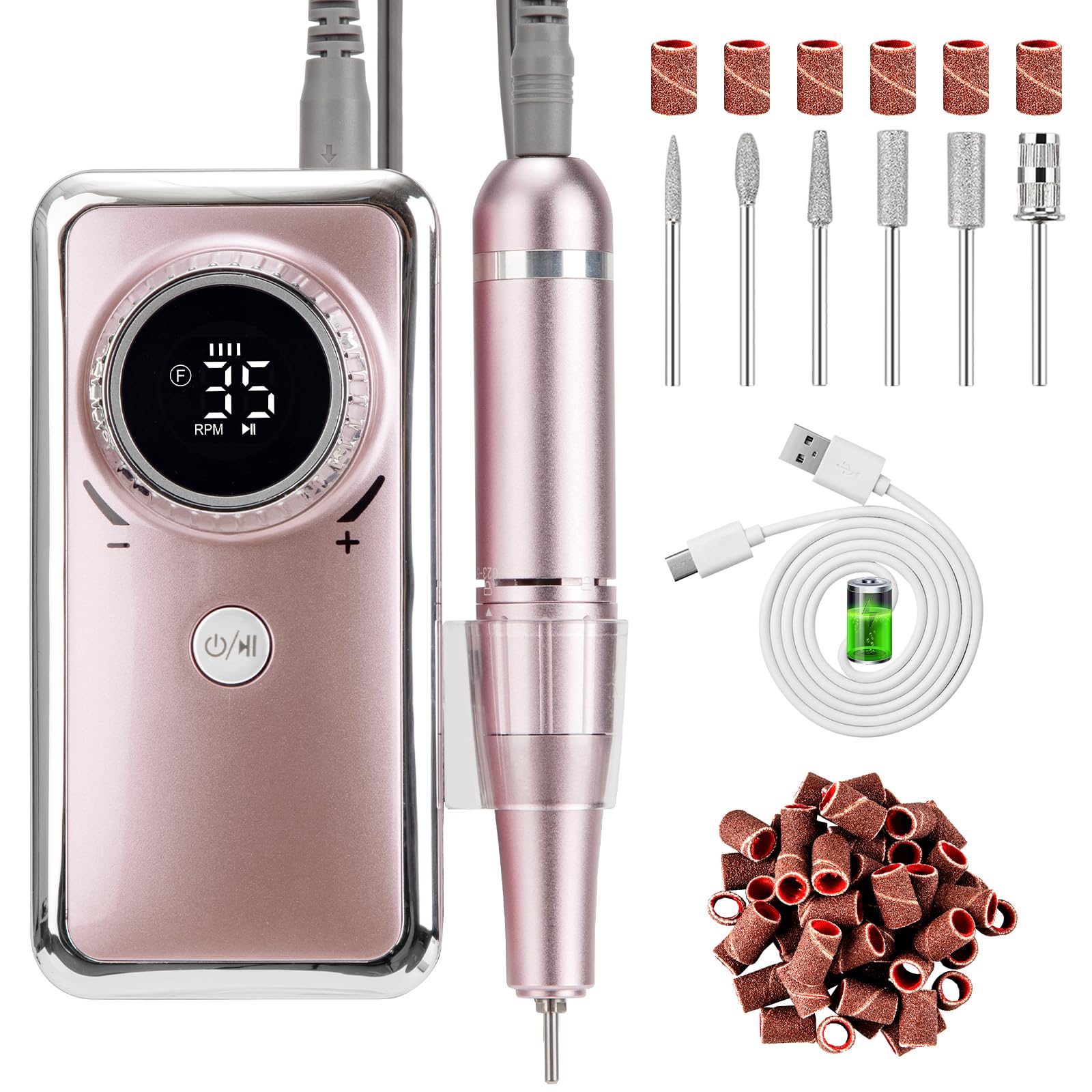 Madenia Torno para Uñas recargable 35000 rpm Profesional lima de uñas eléctrica para uñas de gel acrílico manicura eléctrica pedicura pulido