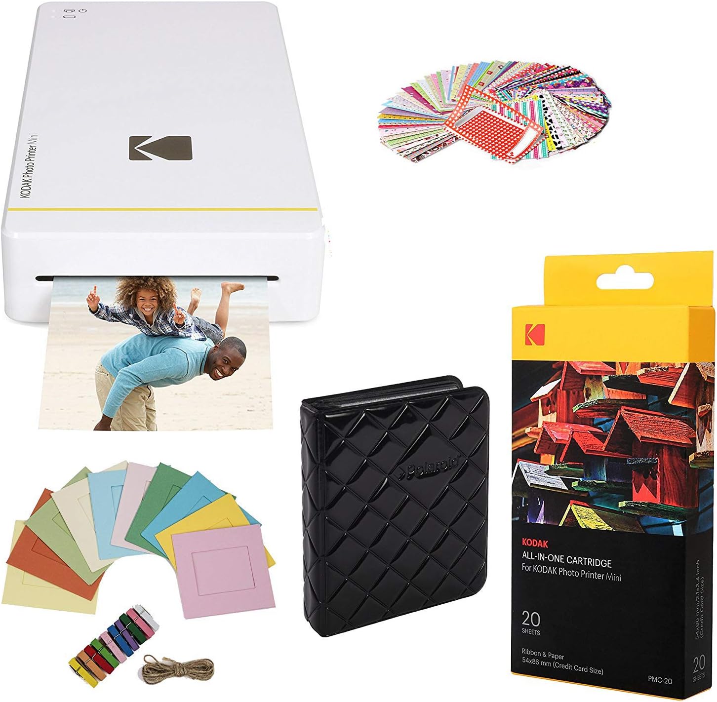 Kodak Mini Printer Starter Bundle + 20 Paper + Case + Photo Album + Hanging Frames + Sticker Frames