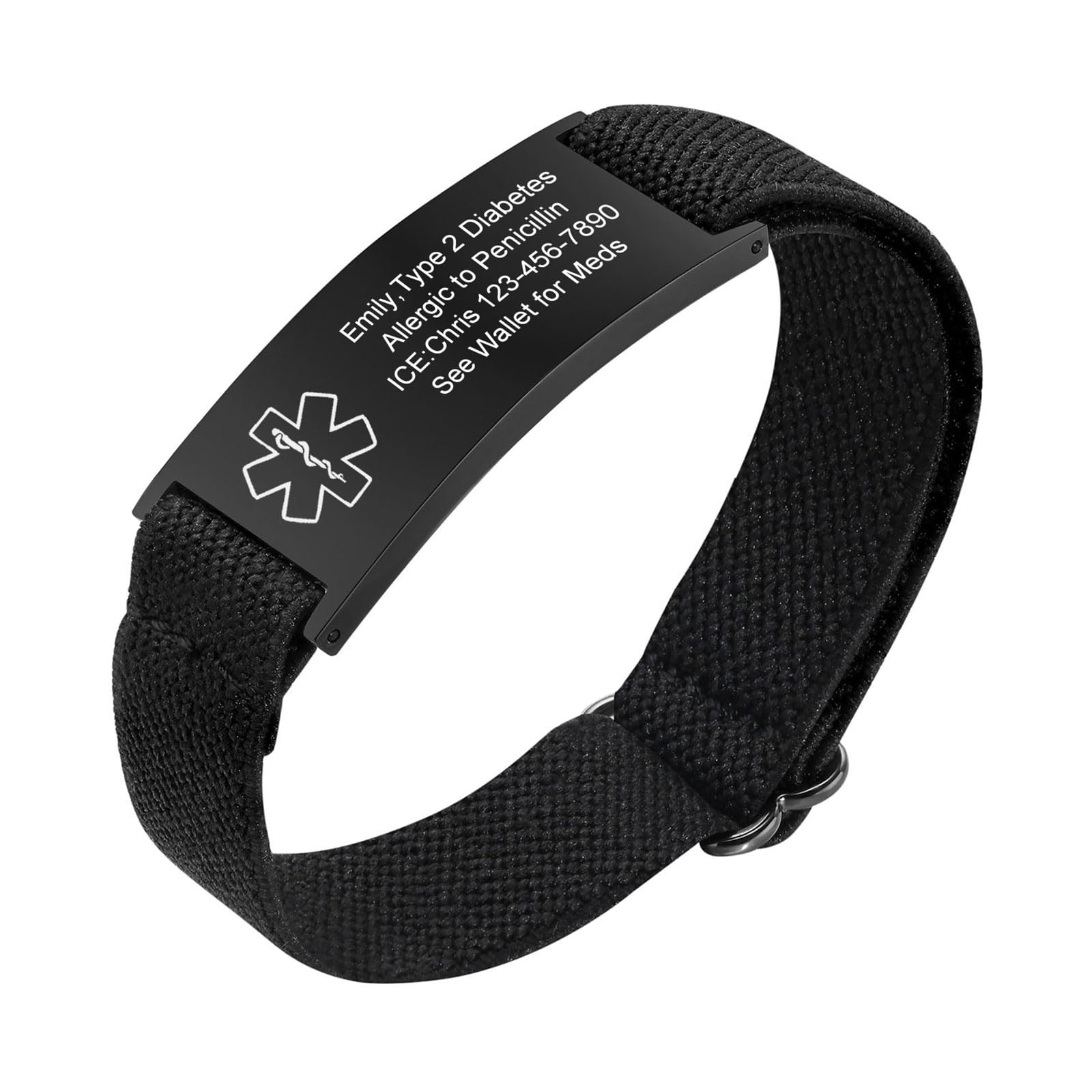 VNOX Medical Alert Bracelets for Men &amp; Women Kids with Free Engraving Adjustable Stainless Steel Mesh Emergency Medical ID Bracelets Wristband