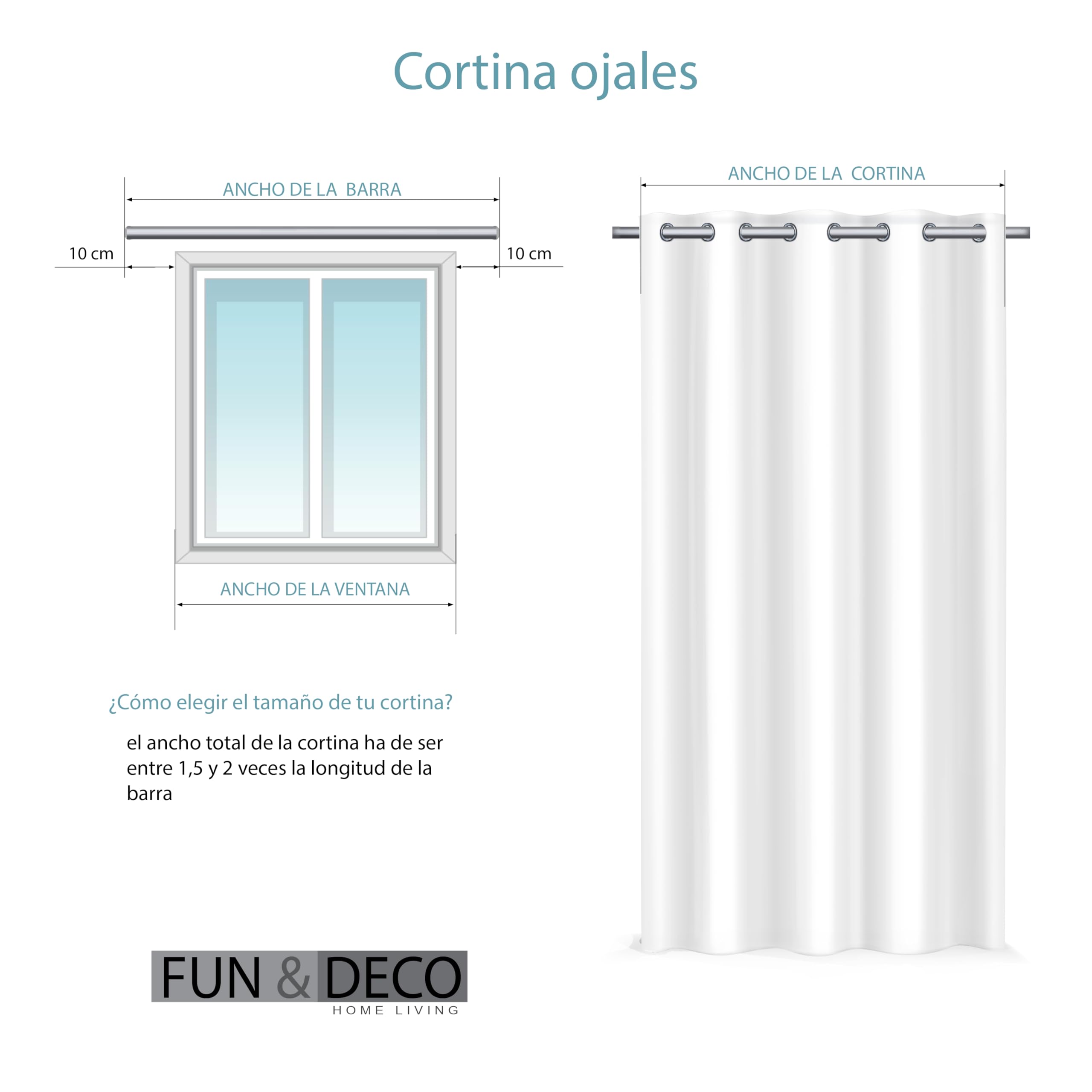 Fundeco - Cortina Salón - Color Beig - Medidas: 300x270-100% Poliéster (Alaia Beig)