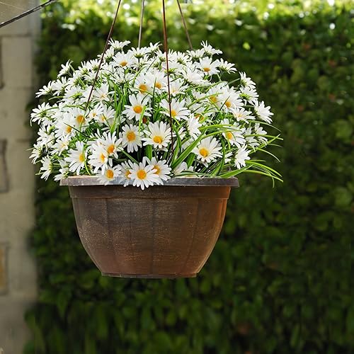 Miniatura 10 de FOUSUKA 4 paquetes de plantas artificiales de margaritas grandes, ramo de flores silvestres de seda sintética, para exteriores, resistente a los