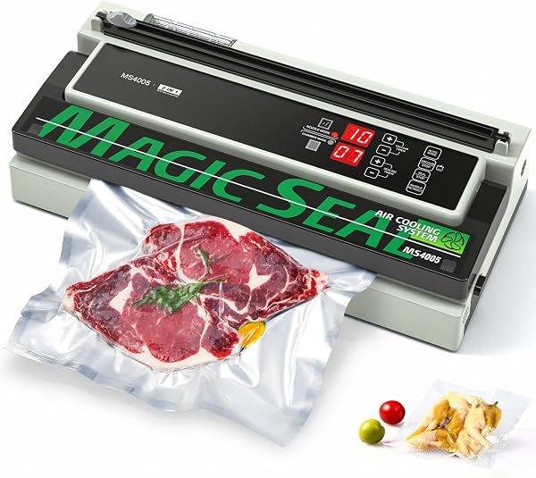 Magic Seal Food Vacuum Sealer Machine, Compatible with Mylar, Smooth and Embossed Bags, High Power Double Pump, Adjustab