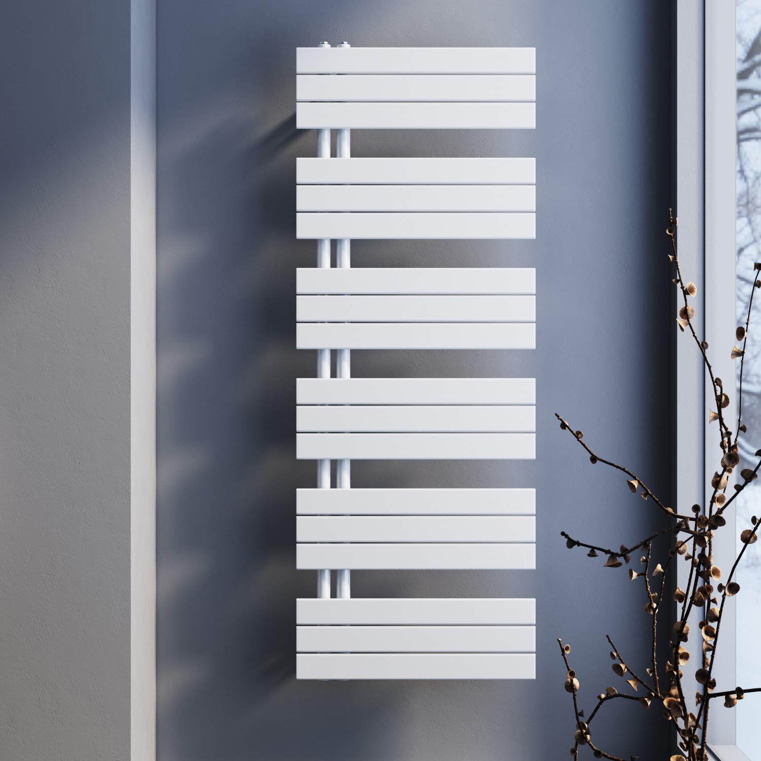 SONNI Badheizkörper 1590x600 mm Weiß, Handtuchheizkörper für Bad Heizkörper Flach mit Seitenanschluss Handtuchwärmer Handtuchhalter | Weiß Heizkörper Flach mit Seitenanschluss Handtuchwärmer Handtuchhalter