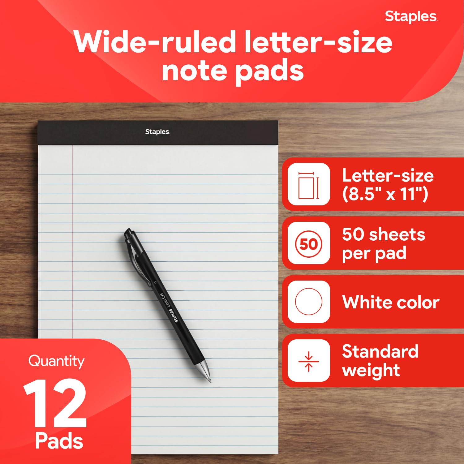 Amazon.co.jp: Staples 163865 メモ帳 幅8.5インチ X 幅11.75インチ
