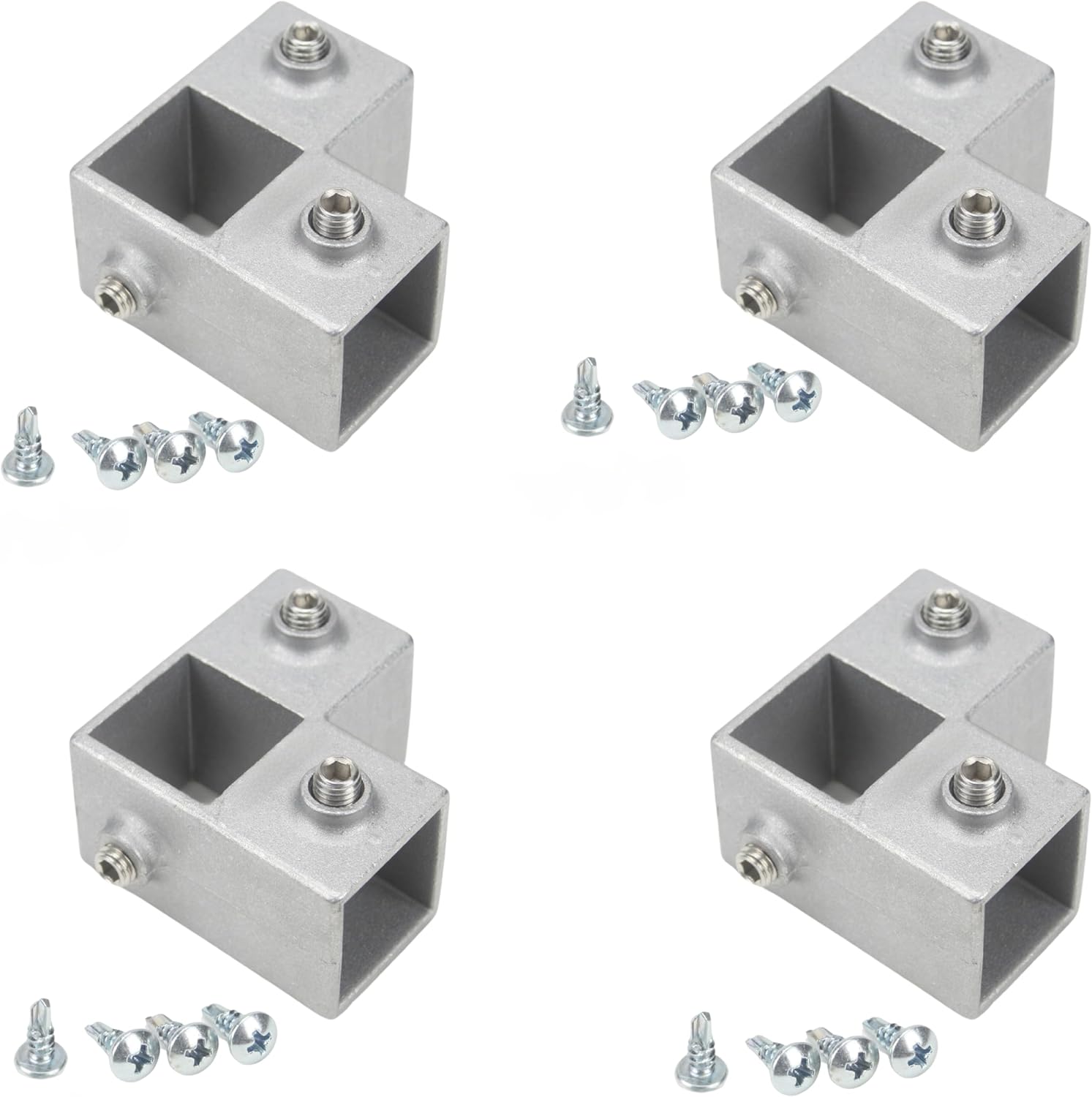 Square Tube Metal Frame Connectors, 1-Inch, Multi-Angle Joint System for DIY Construction and Custom Frames (3 Way Corner) SET OF 4