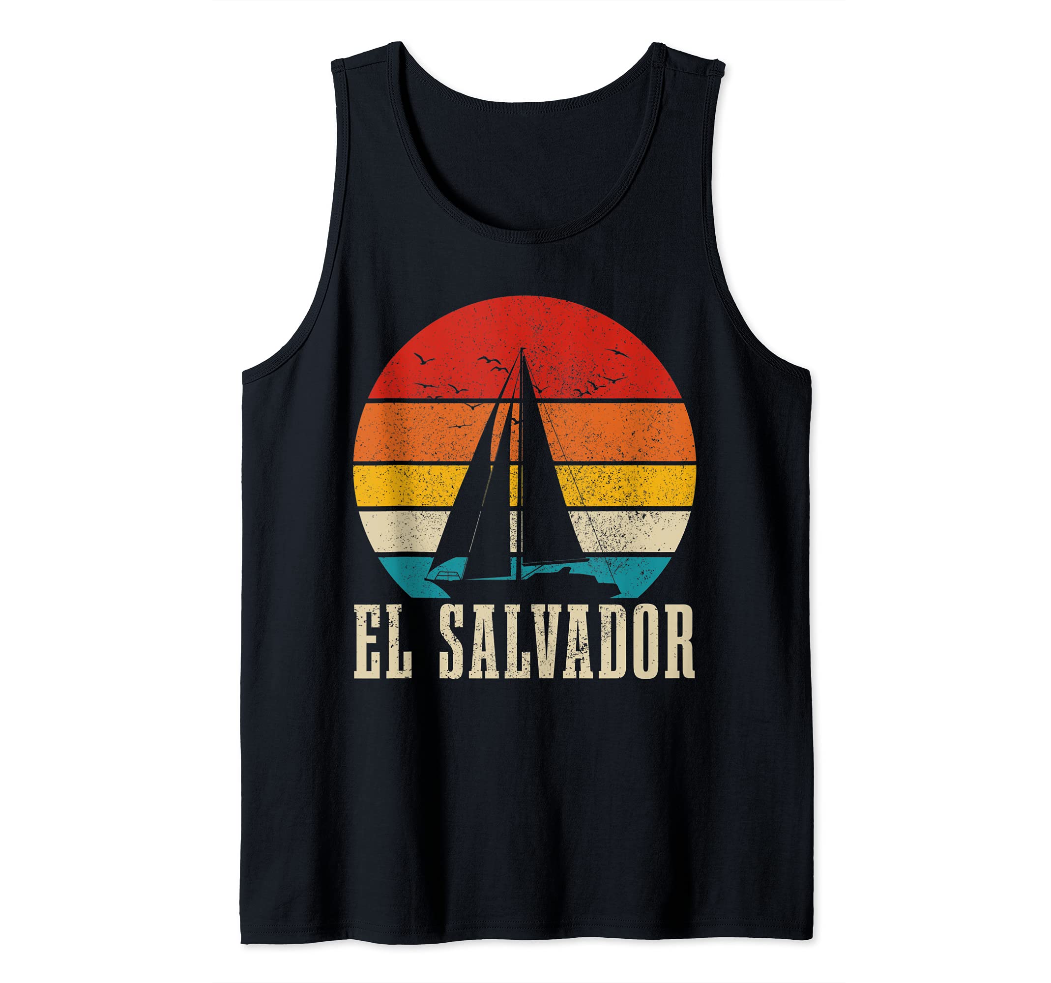 El Salvador Vintage Sailing Boat Salvadorian Sailor Tank Top