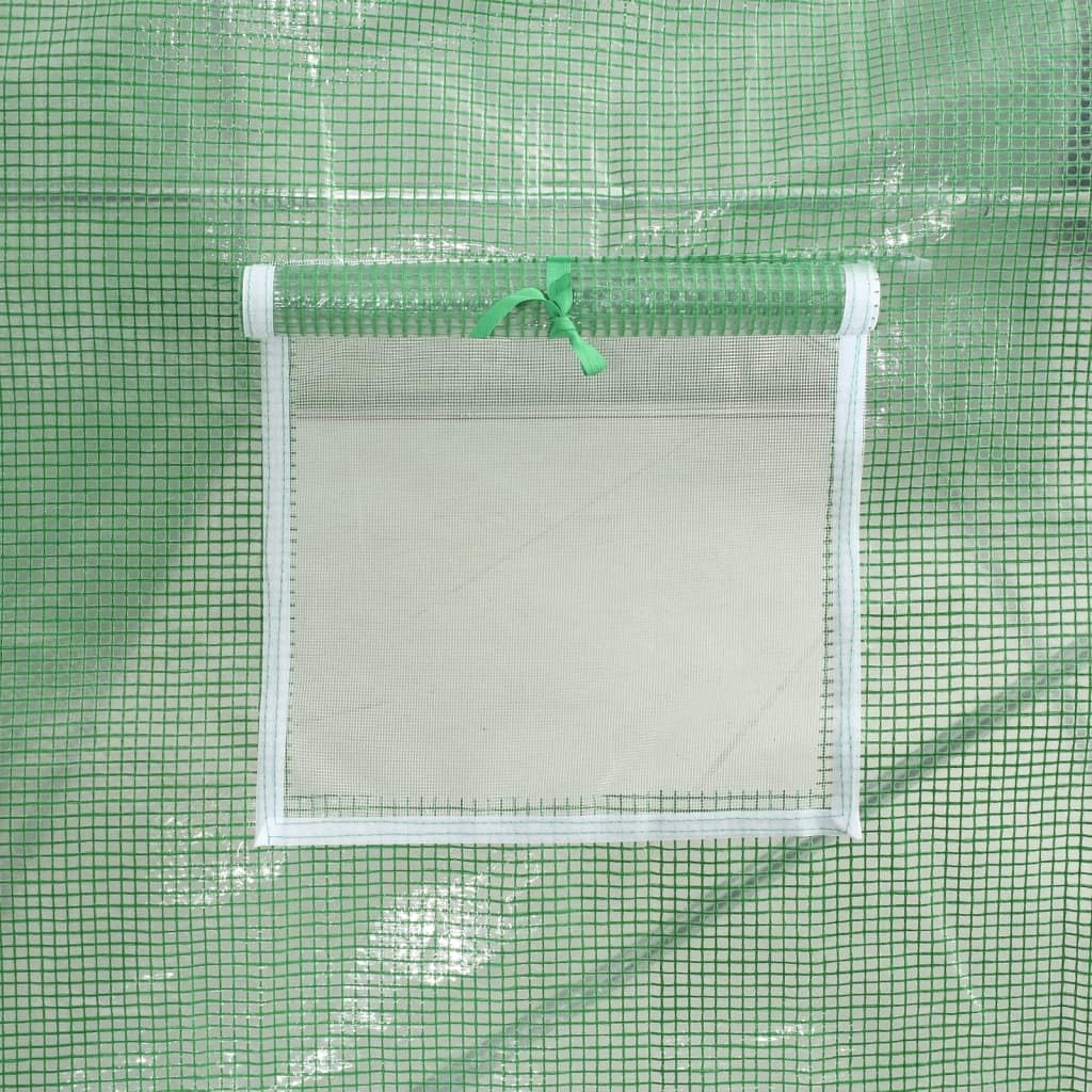 Szklarnia ze stalową ramą, zielona, 36 m², 12 x 3 x 2 m, folia PE 140 g/m² z zamkami błyskawicznymi i oknami, wytrzymały domek ogrodowy na rośliny, warzywa, pomidory, ochrona przed mrozem i