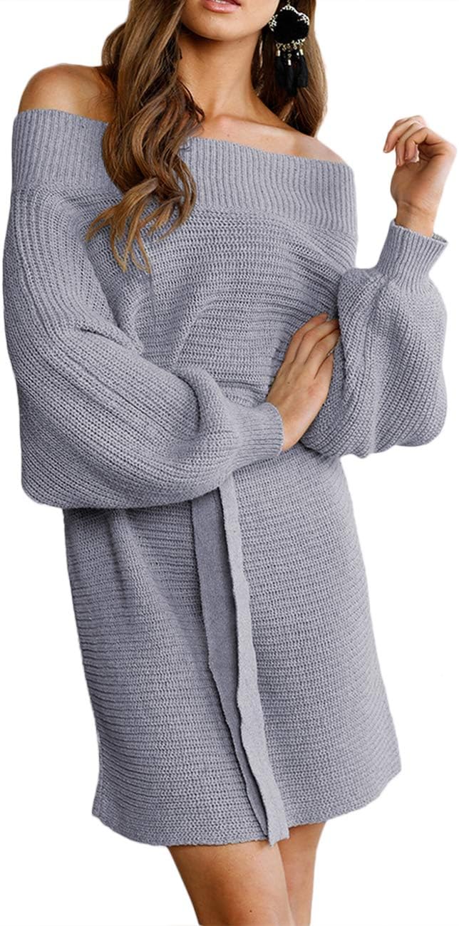 Balloon Sleeve Knitwear Blouson Dress 