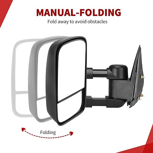 Miniatura 3 de Chevy espejos para remolque para Chevy Silverado 99-06, camión GMC Sierra, par de espejos laterales telescópicos manuales