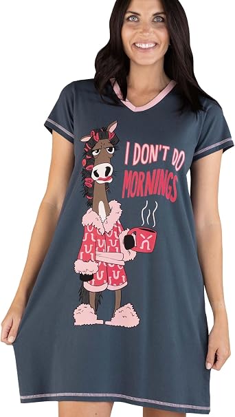 Lazy One Womens Novelty Cotton Nightgown, Cute V-neck Womens Sleep Shirts | Novelty Nightshirt, Womens Sleepwear, Funny, Gifts For Women