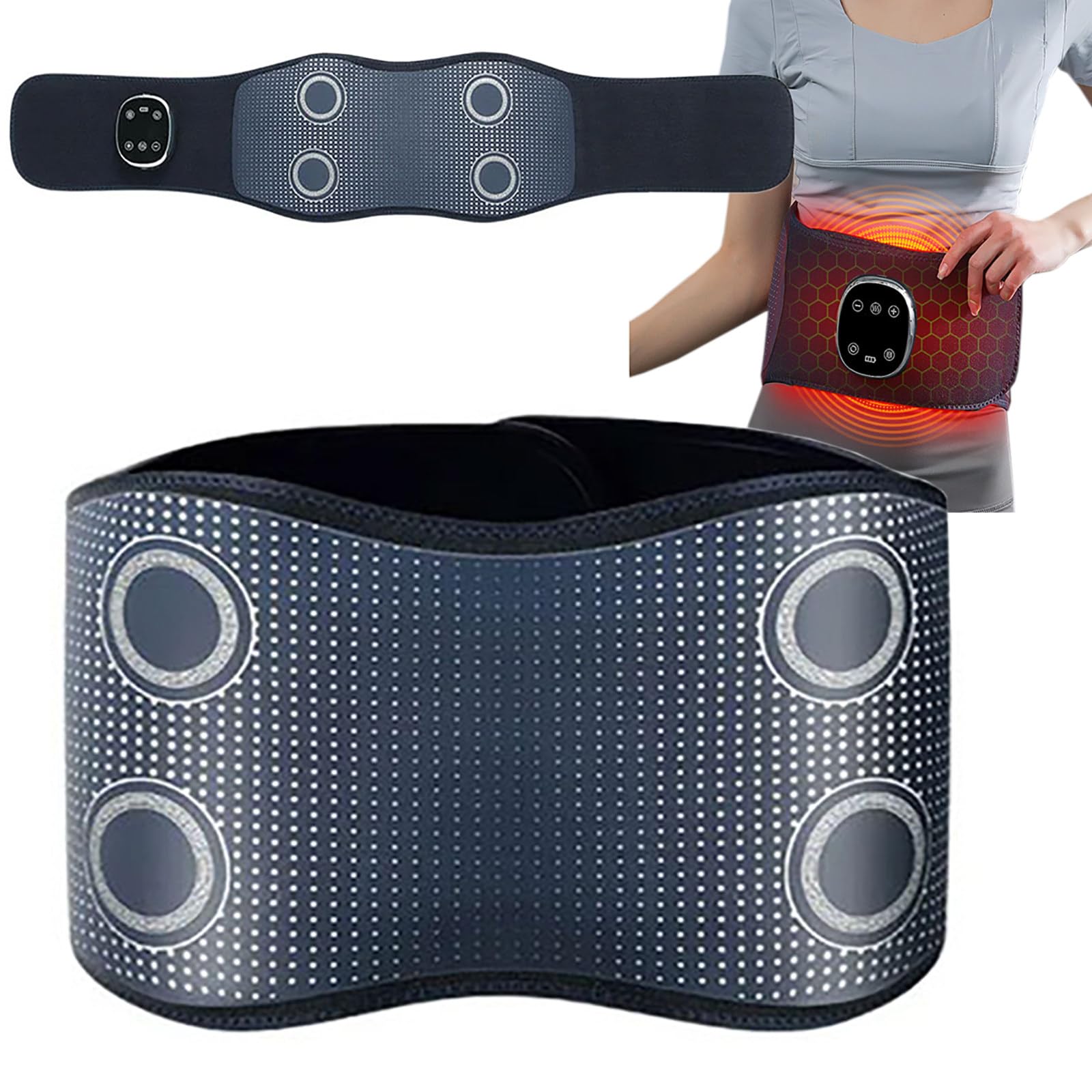 Cuscinetto Riscaldante Per La Vita - Touch Screen, 6 Livelli Di Riscaldamento + Timer Da 15 Minuti, Vibrazione A 4 Zone + Doppi Airbag, Allevia Il Dolore, Favorisce La Circolazione Sanguigna